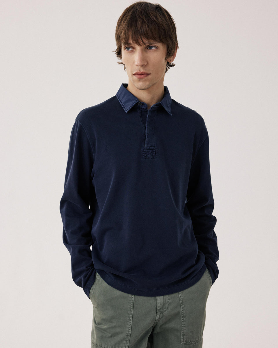 Sweatshirt Polo Homme en Coton Bleu Marine Rugby - Image principale