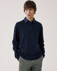 Sweatshirt Polo Homme en Coton Bleu Marine Rugby BFP4312-03