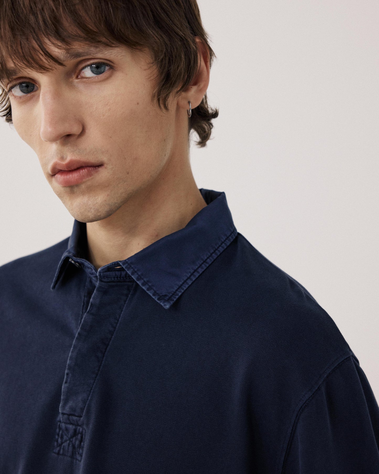Sweatshirt Polo Homme en Coton Bleu Marine Rugby BFP4312-03