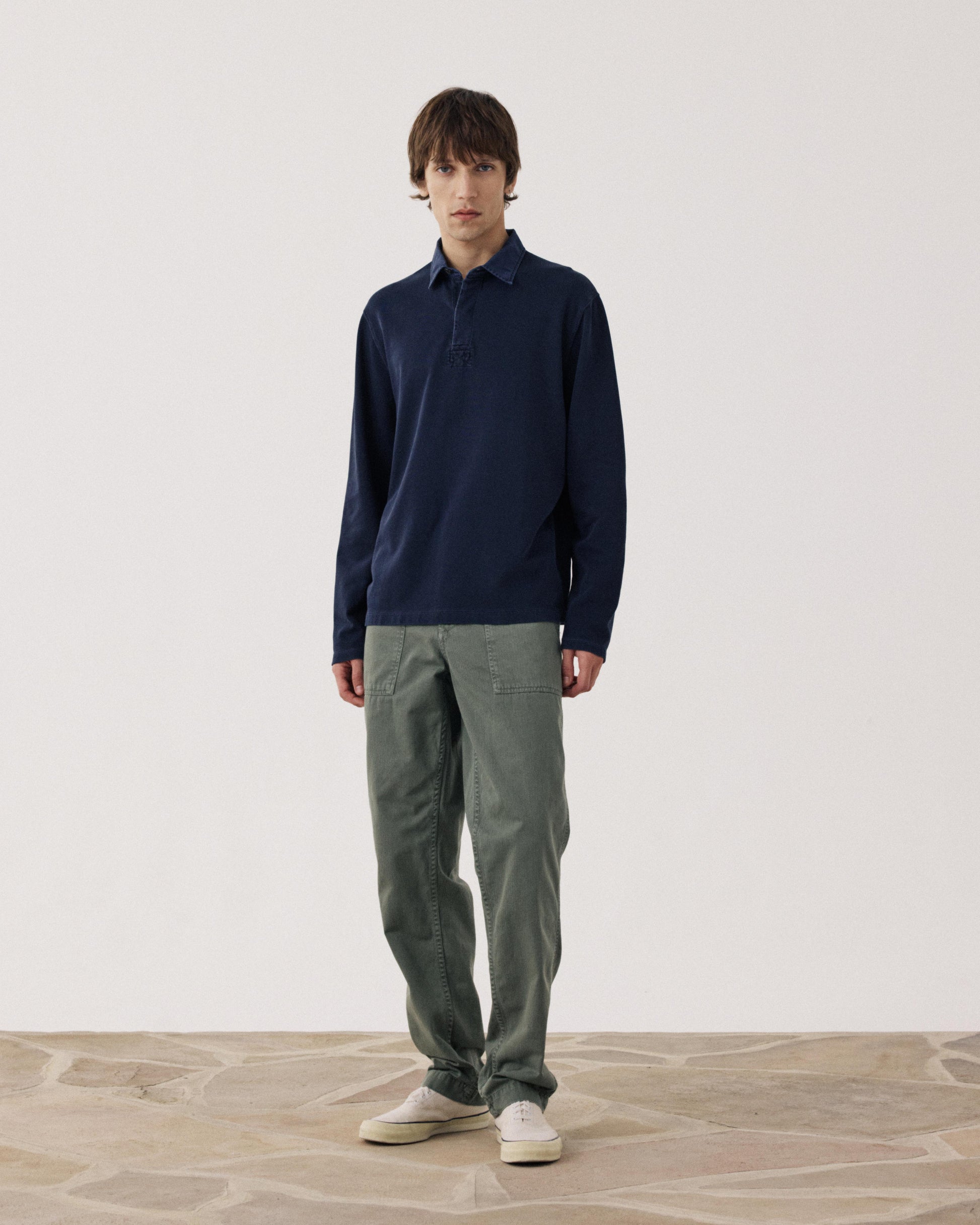 Sweatshirt Polo Homme en Coton Bleu Marine Rugby BFP4312-03