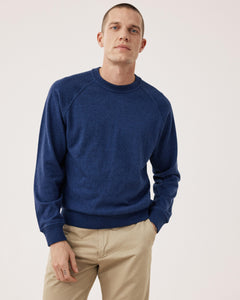 Pull Homme en coton Supima & Cachemire Bleu Indigo Sweat BFP9314-02