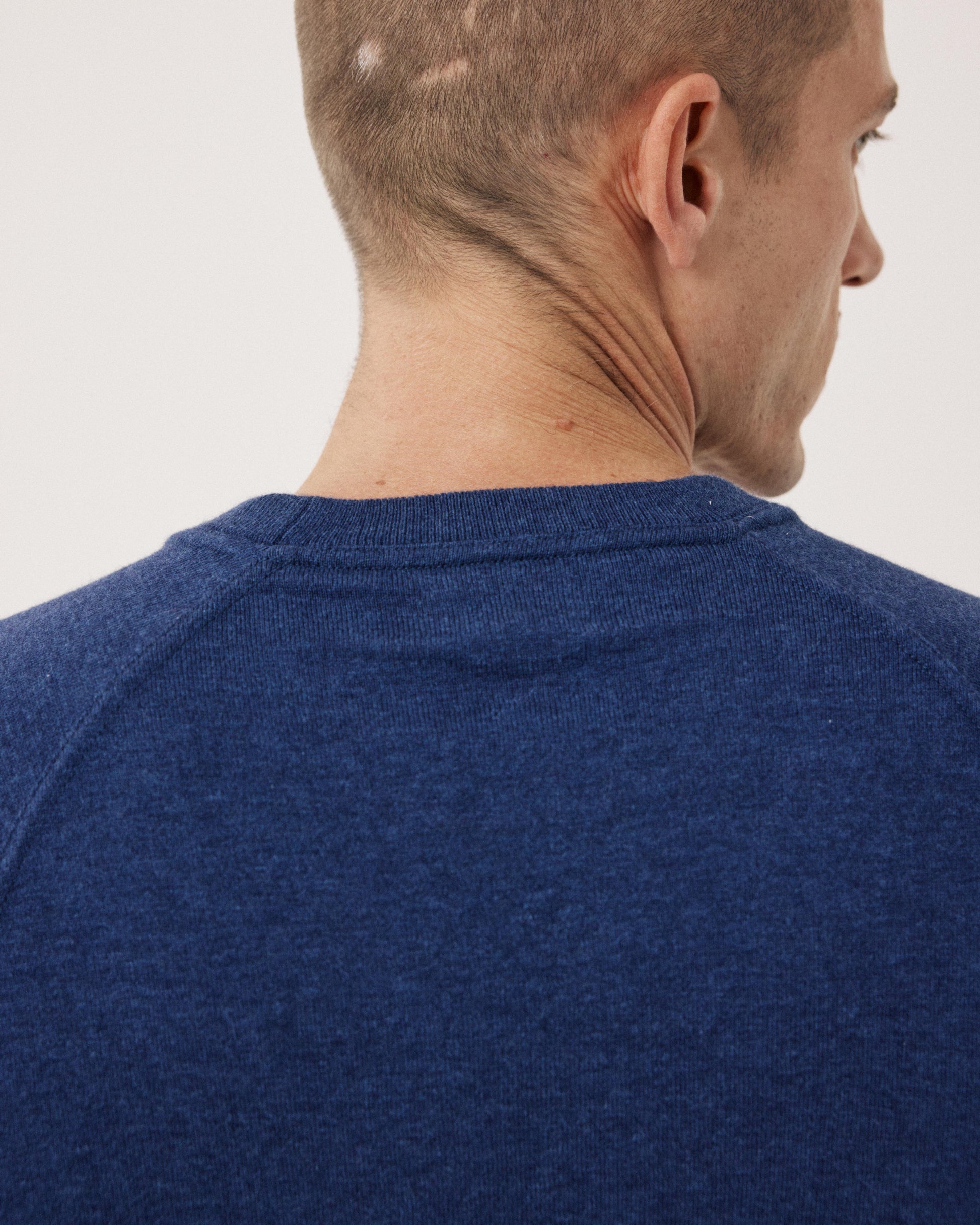 Pull Homme en coton Supima & Cachemire Bleu Indigo Sweat BFP9314-02