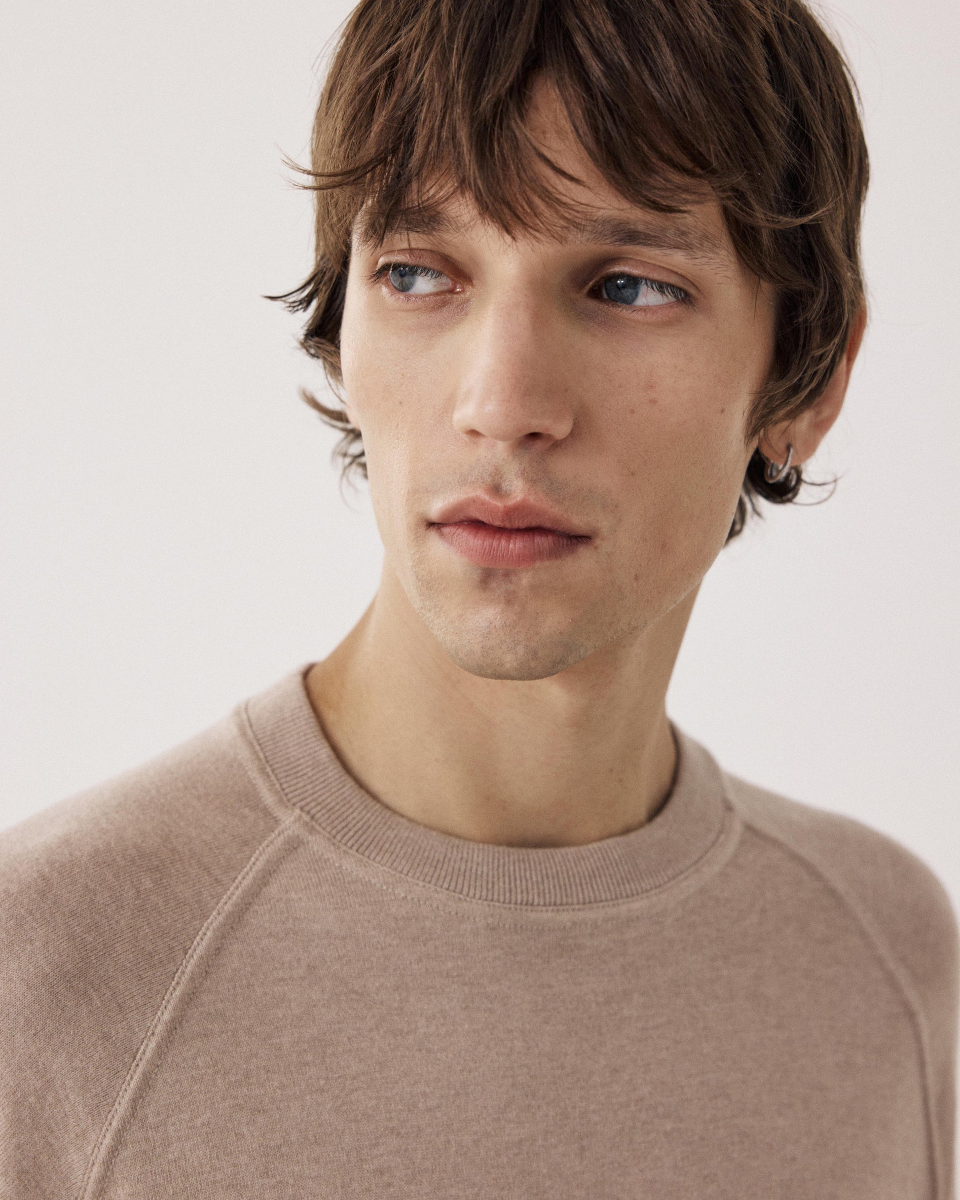 Pull Homme en coton Supima & Cachemire Beige Sweat BFP9314-06