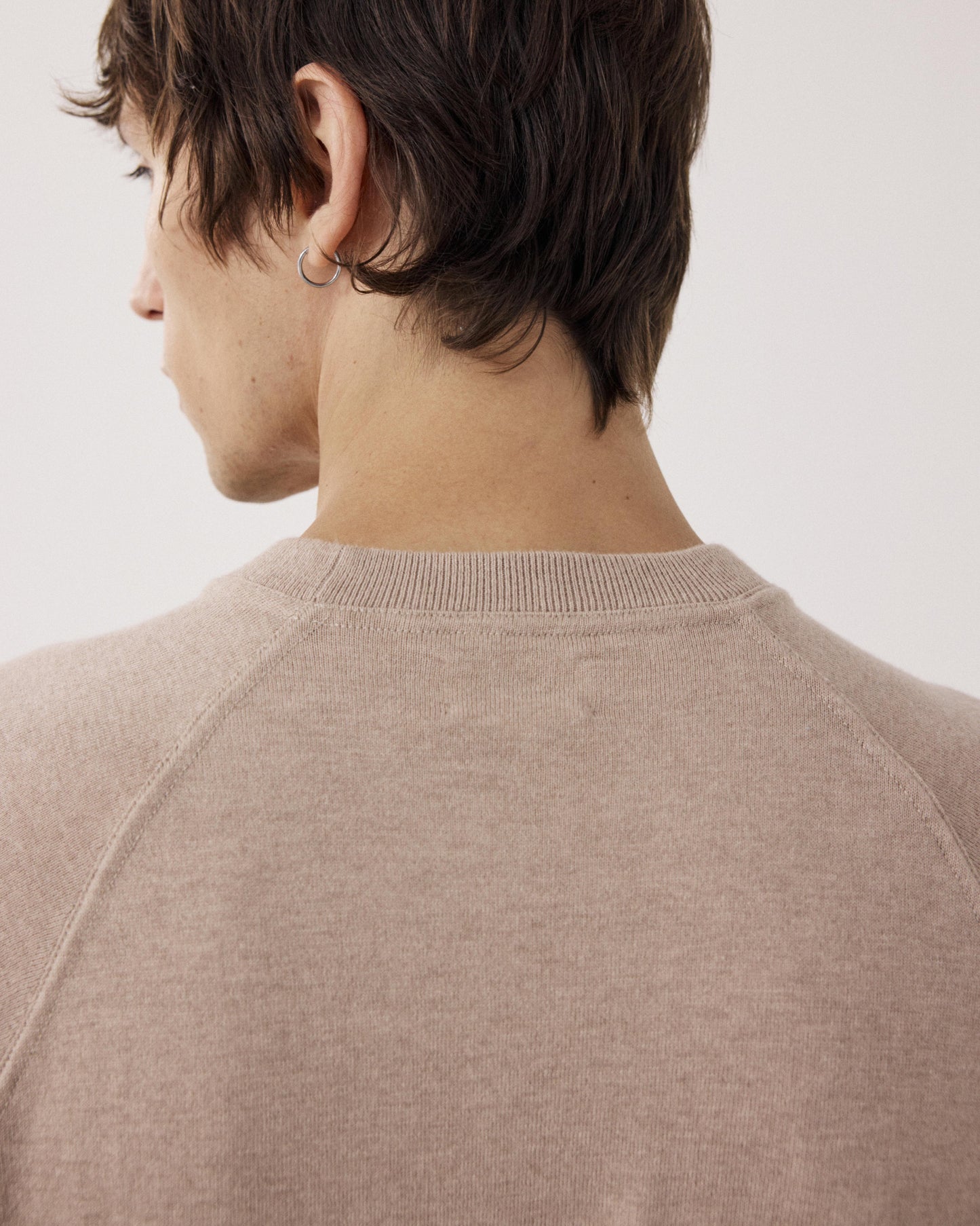 Pull Homme en coton Supima & Cachemire Beige Sweat BFP9314-06