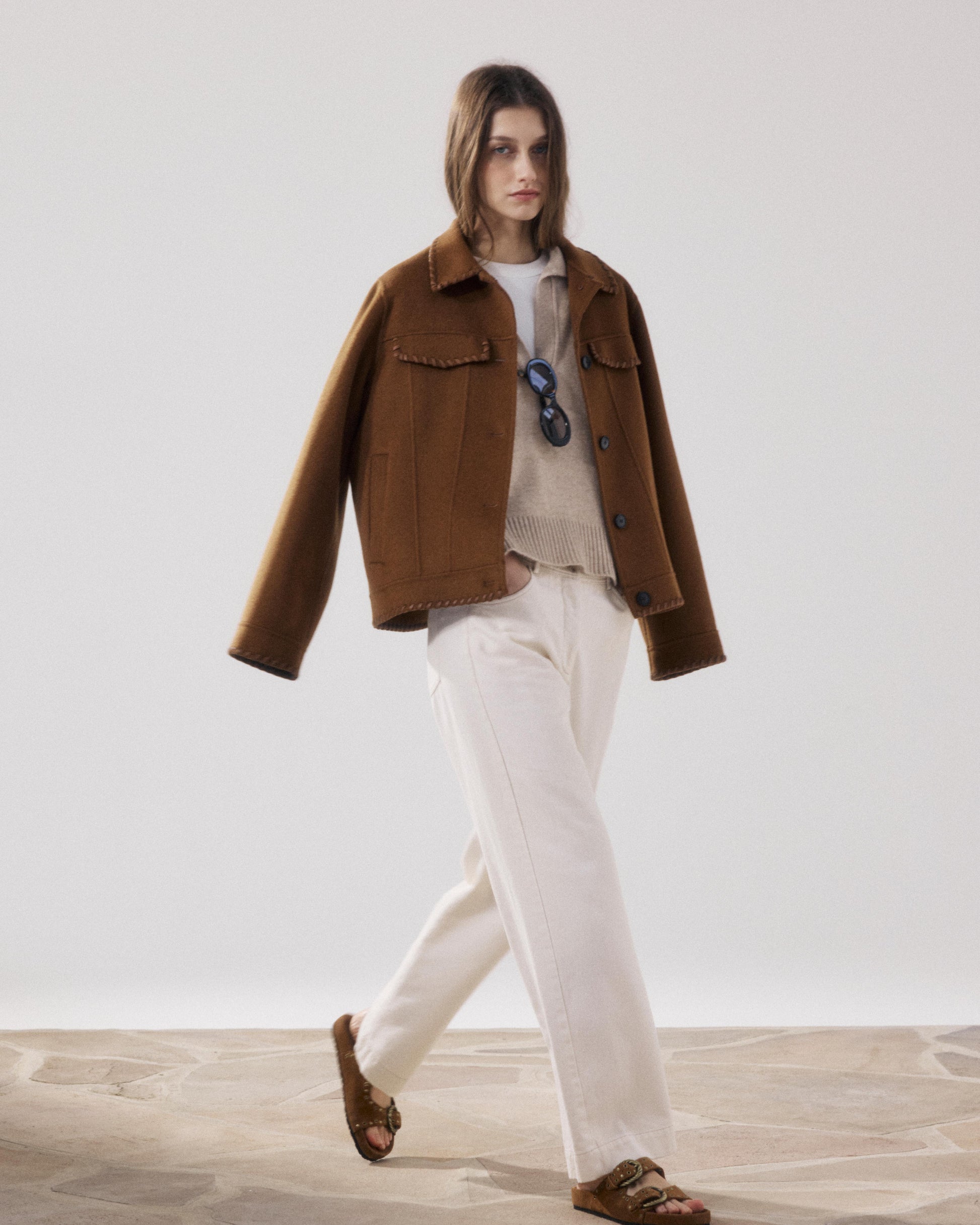 Pantalon Femme en Lyocell & Coton Beige Pad
