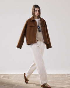 Pantalon Femme en Lyocell & Coton Beige Pad