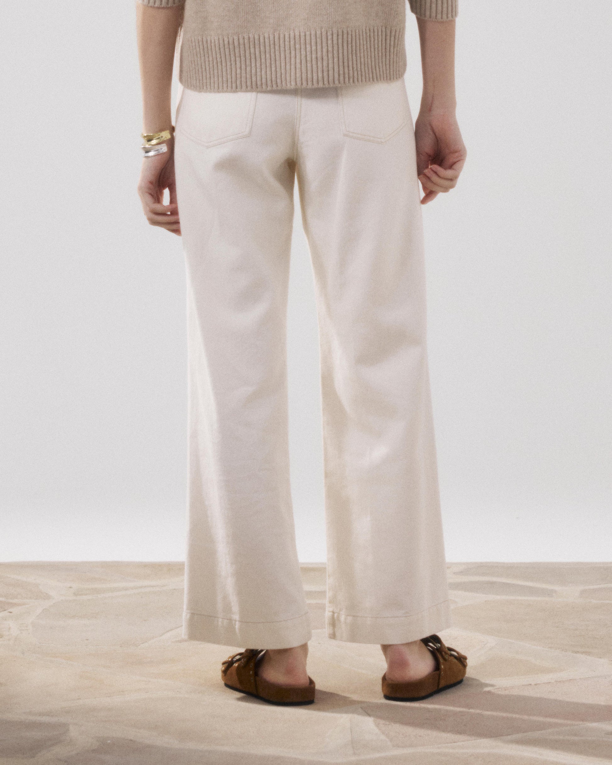 Pantalon Femme en Lyocell & Coton Beige Pad