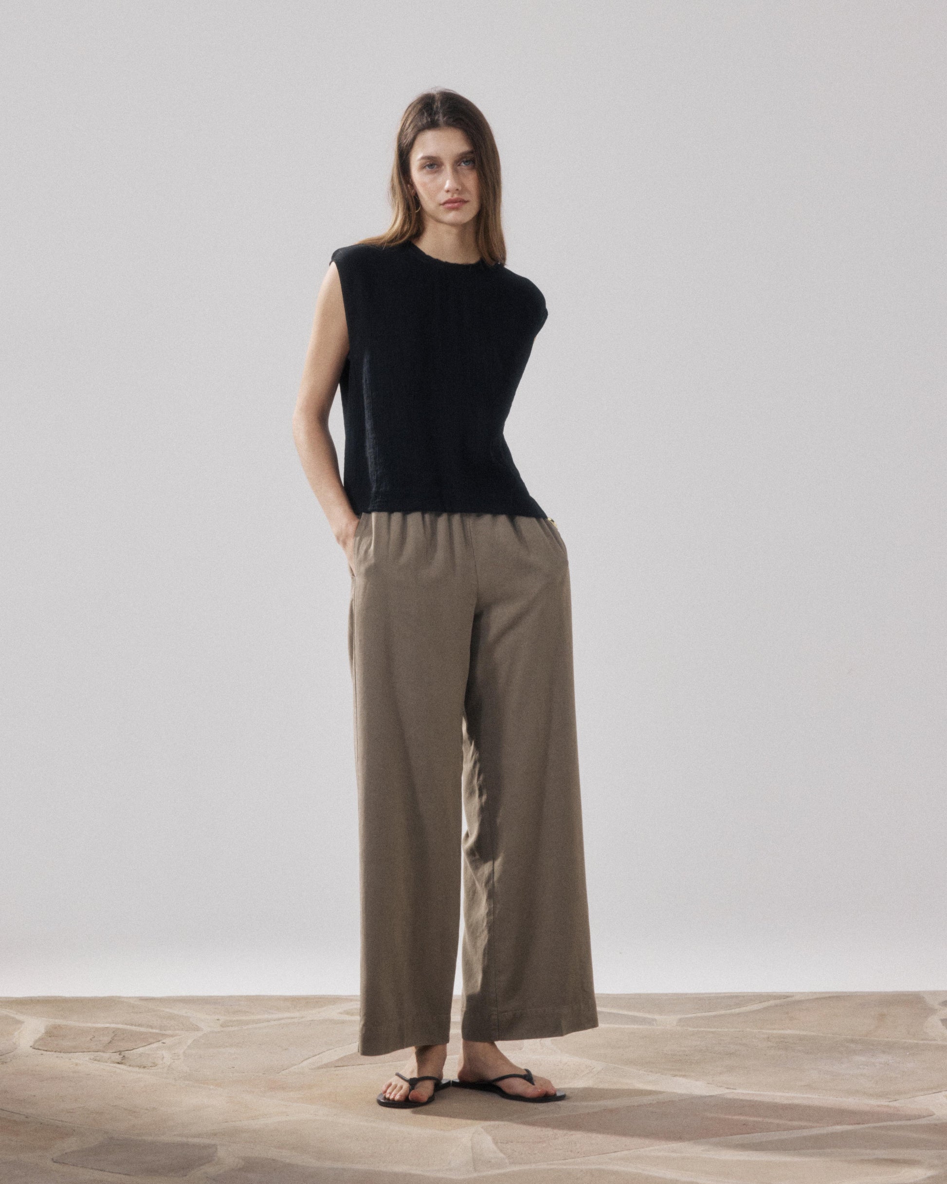 Women's Khaki Lyocell & Cotton Pants Palermo BFPB608-34