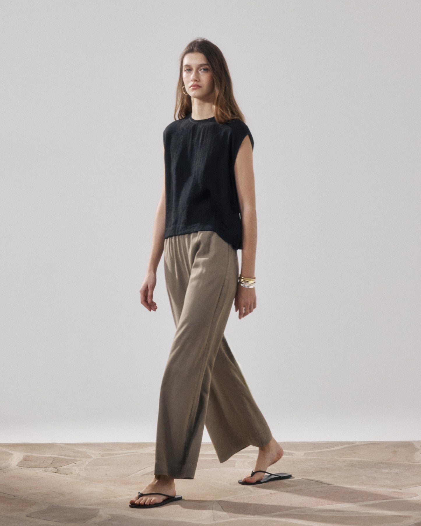 Women's Khaki Lyocell & Cotton Pants Palermo BFPB608-34