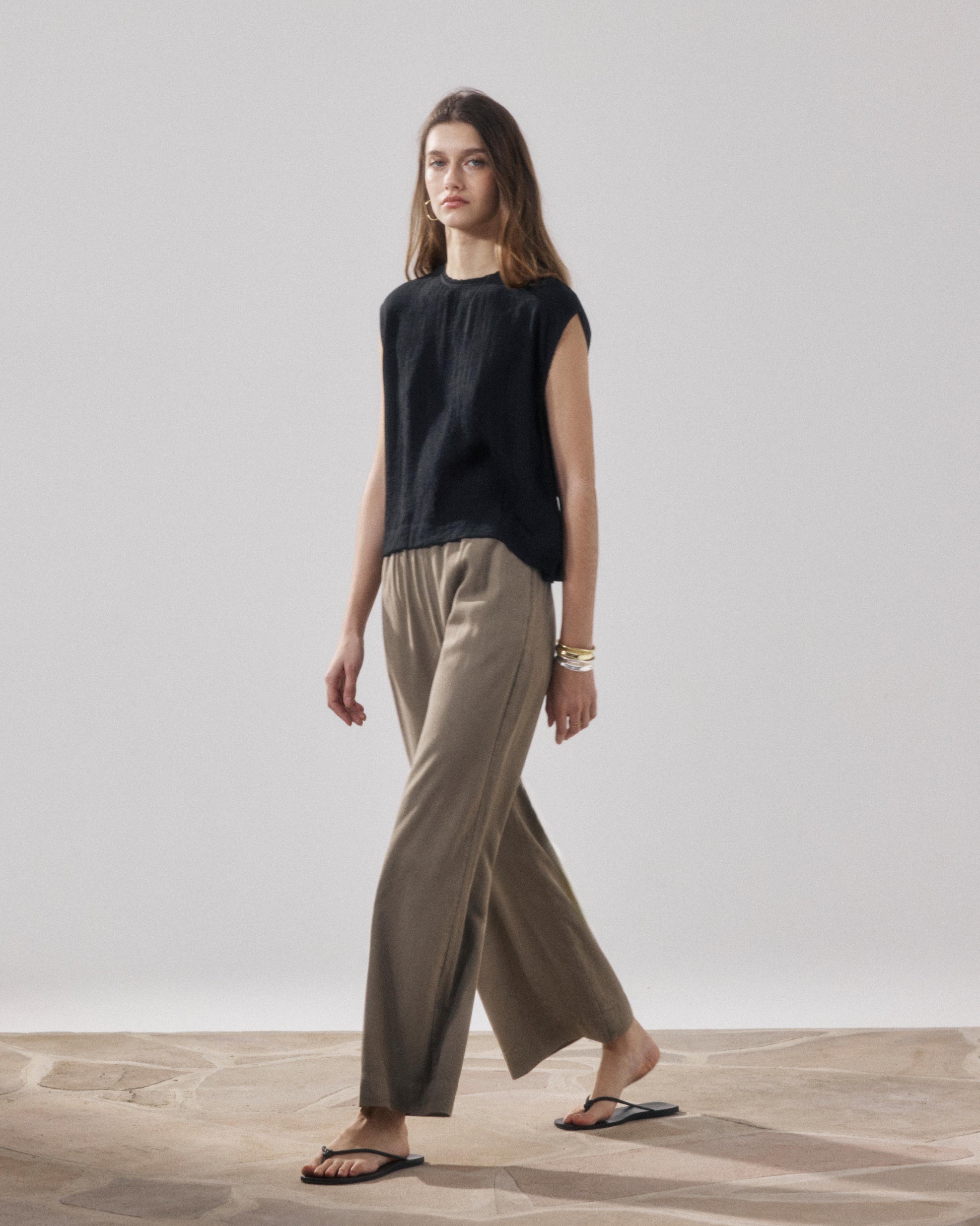 Women's Khaki Lyocell & Cotton Pants Palermo BFPB608-34