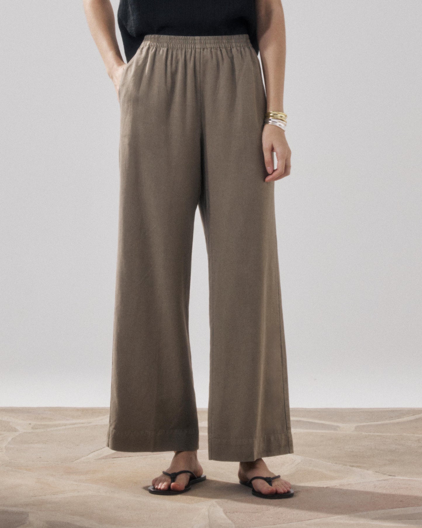 Women's Khaki Lyocell & Cotton Pants Palermo BFPB608-34