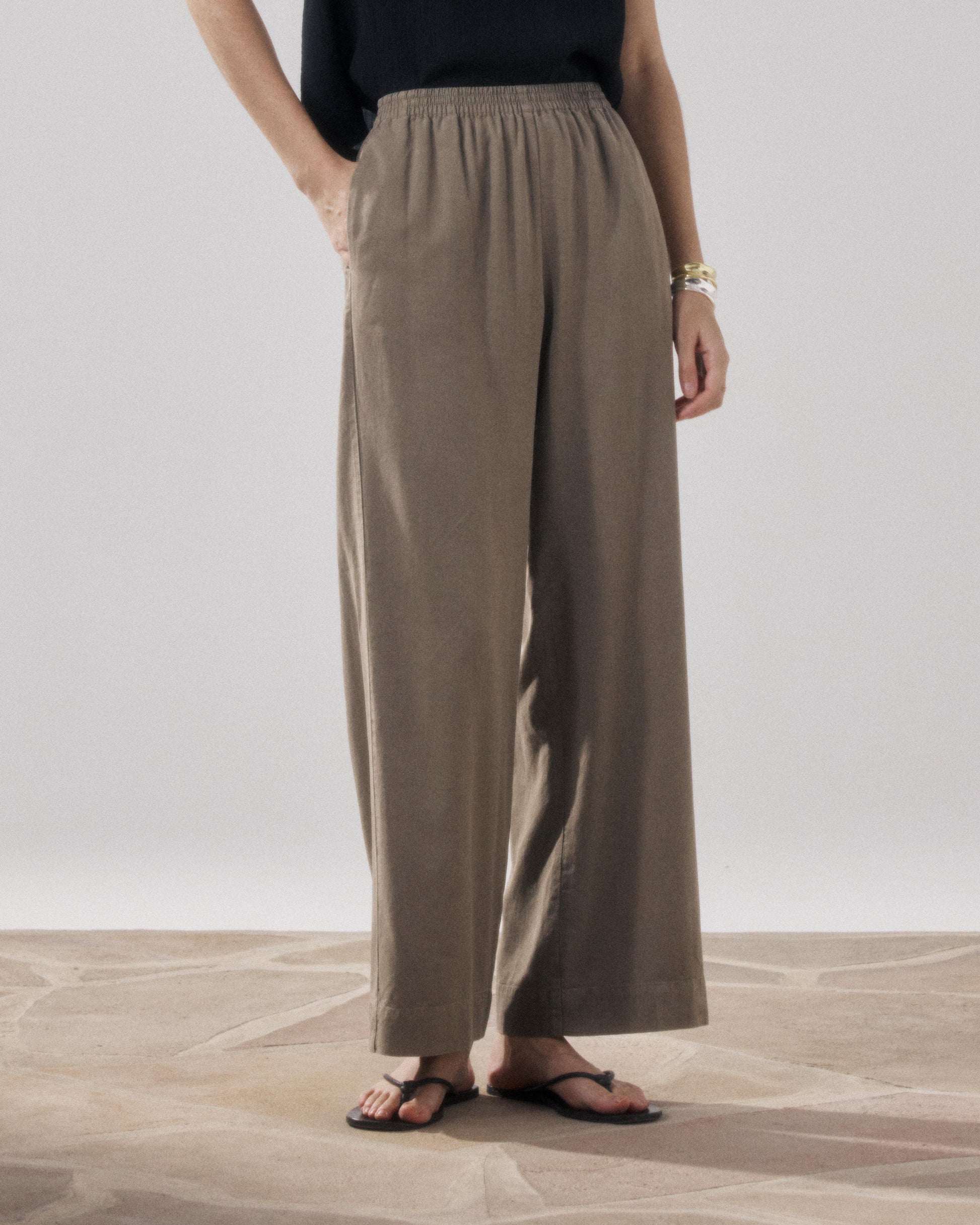 Women's Khaki Lyocell & Cotton Pants Palermo BFPB608-34