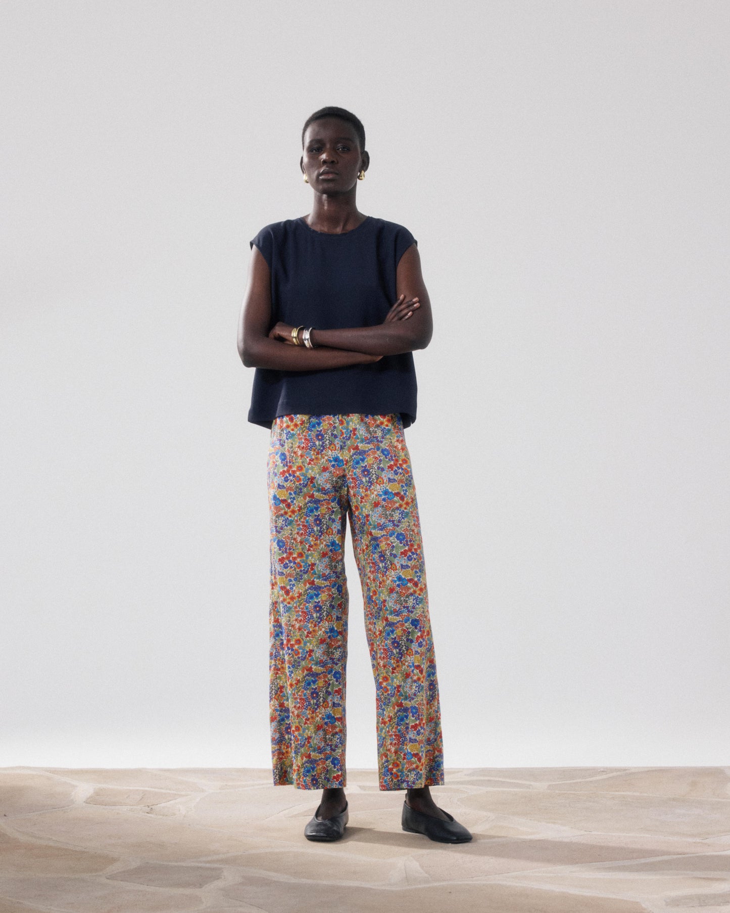 Pantalones de mujer de Algodón con Estampado Liberty multicolor Palerme BFPB633-01