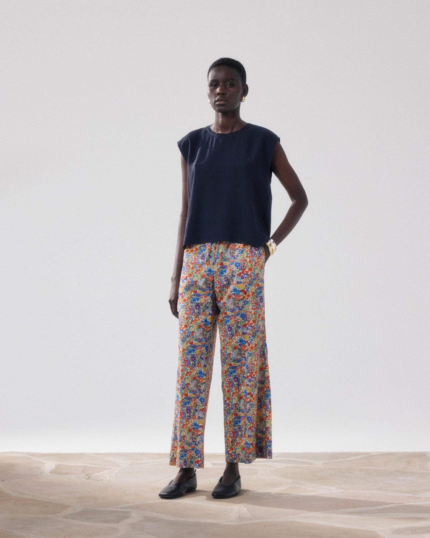 Pantalones de mujer de Algodón con Estampado Liberty multicolor Palerme BFPB633-01