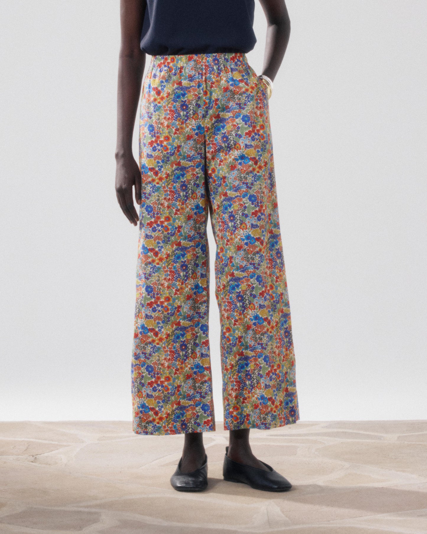 Pantalones de mujer de Algodón con Estampado Liberty multicolor Palerme BFPB633-01
