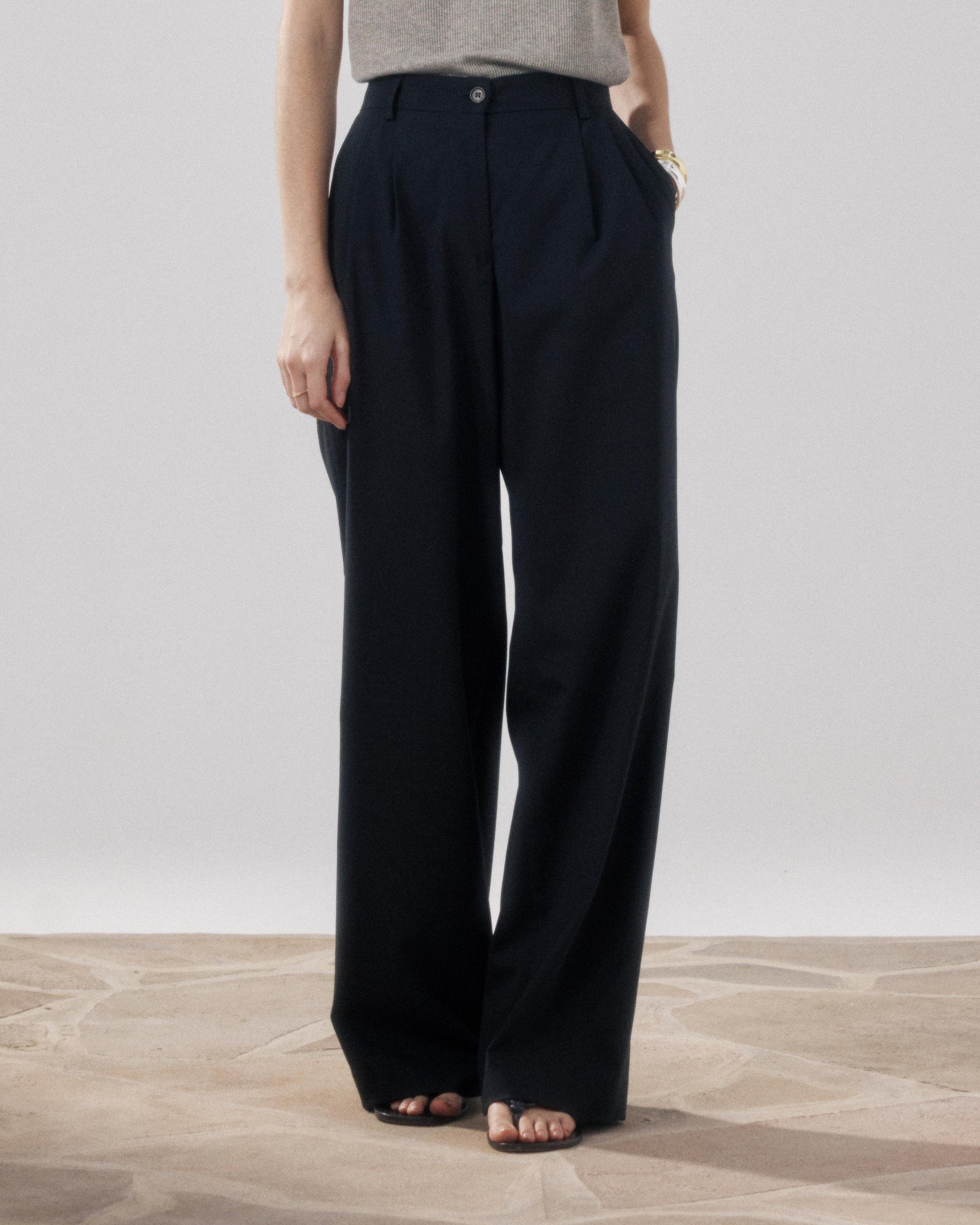 Pantalon Femme en Laine Noir Panache