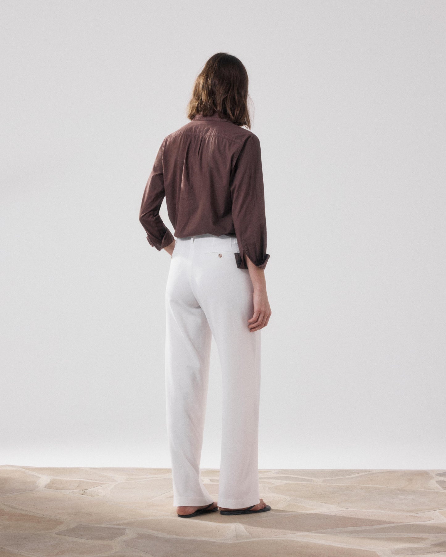 Pantalon Femme en Crepe Blanc Paradise