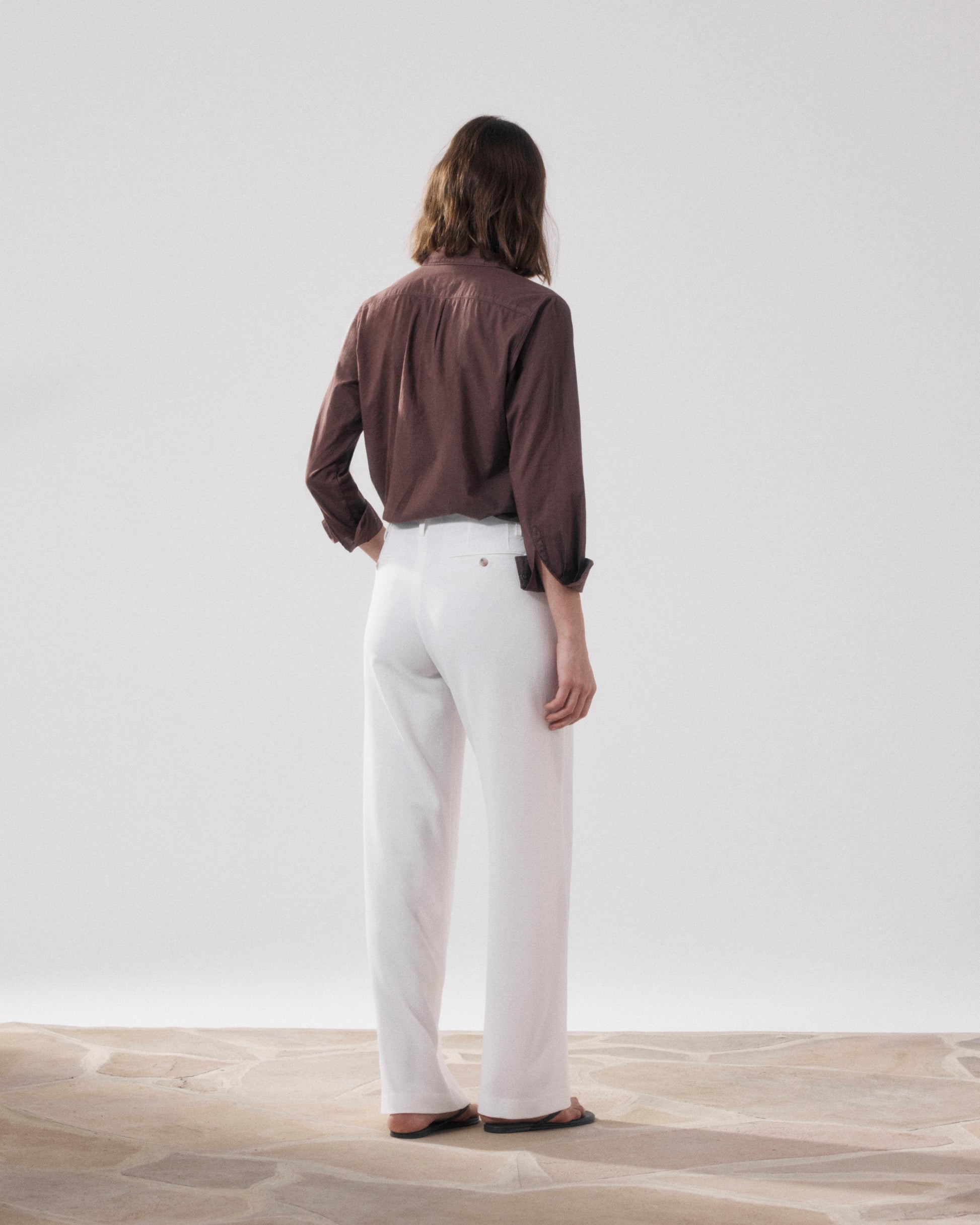 Pantalon Femme en Crepe Blanc Paradise