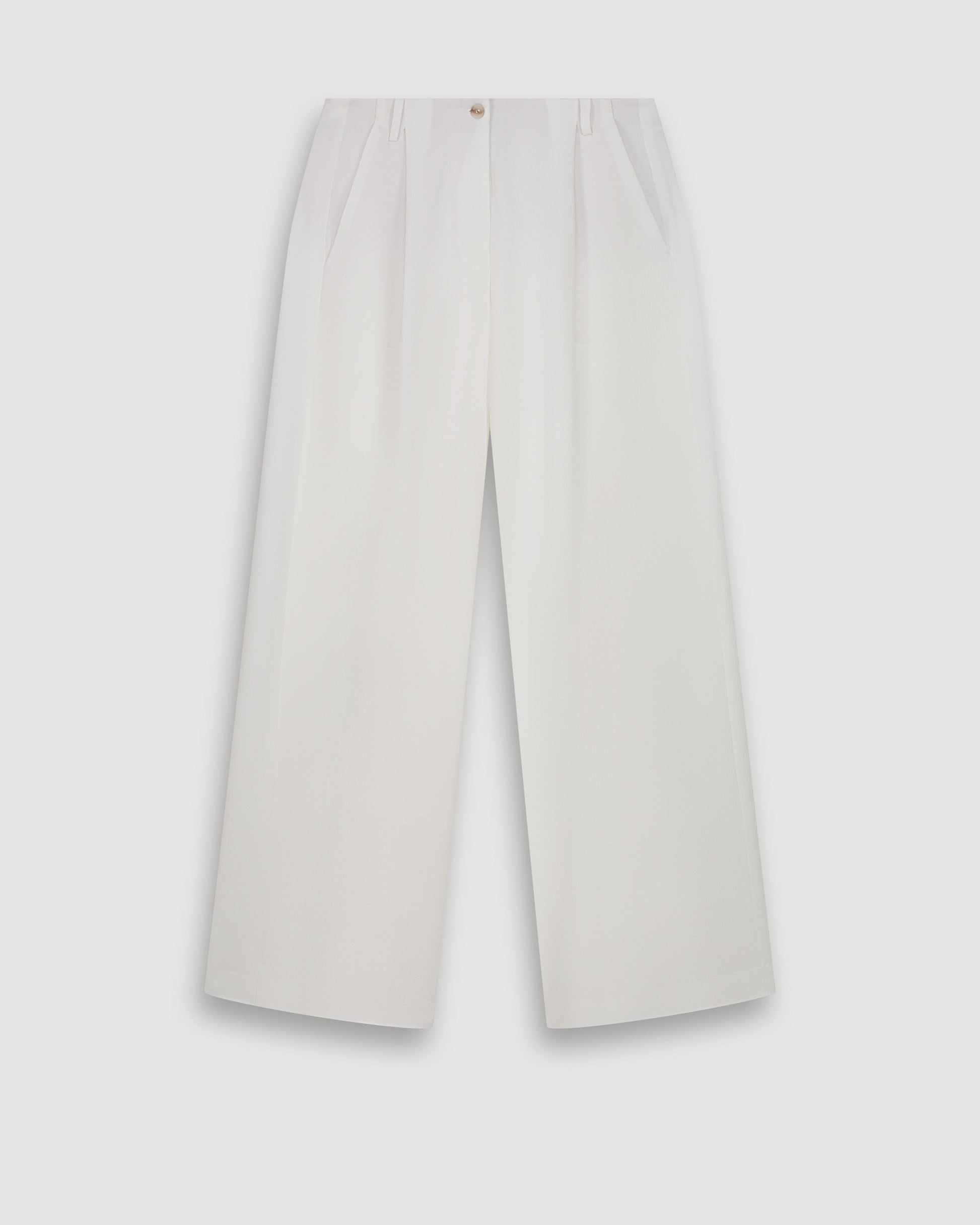 Pantalon Femme en Crepe Blanc Paradise