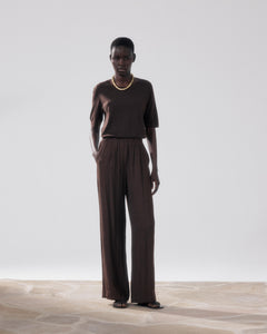 Pantalon Femme en Coton Marron Paysage