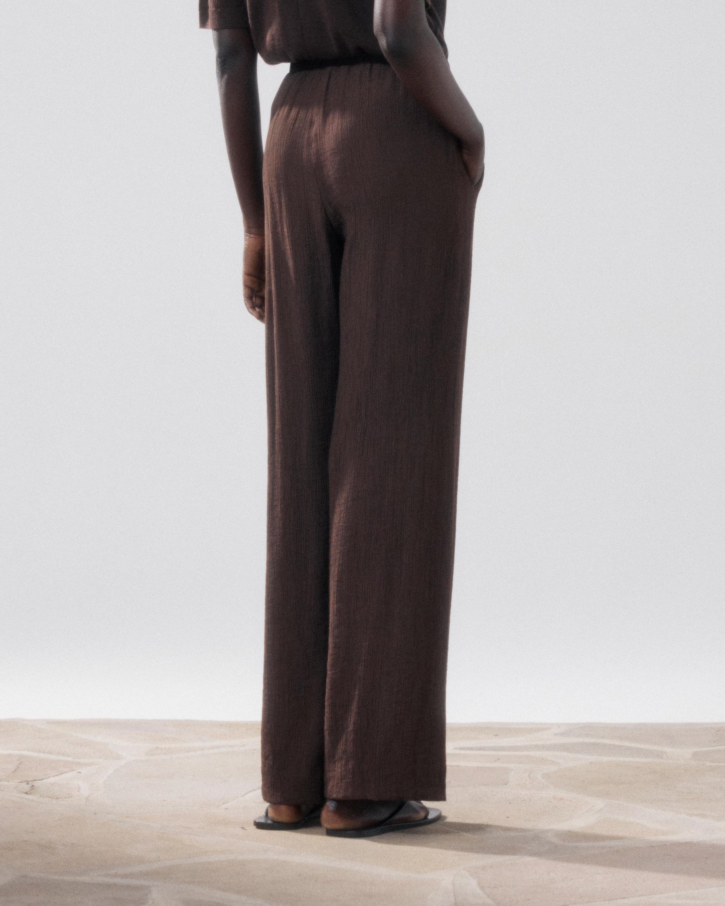 Pantalon Femme en Coton Marron Paysage