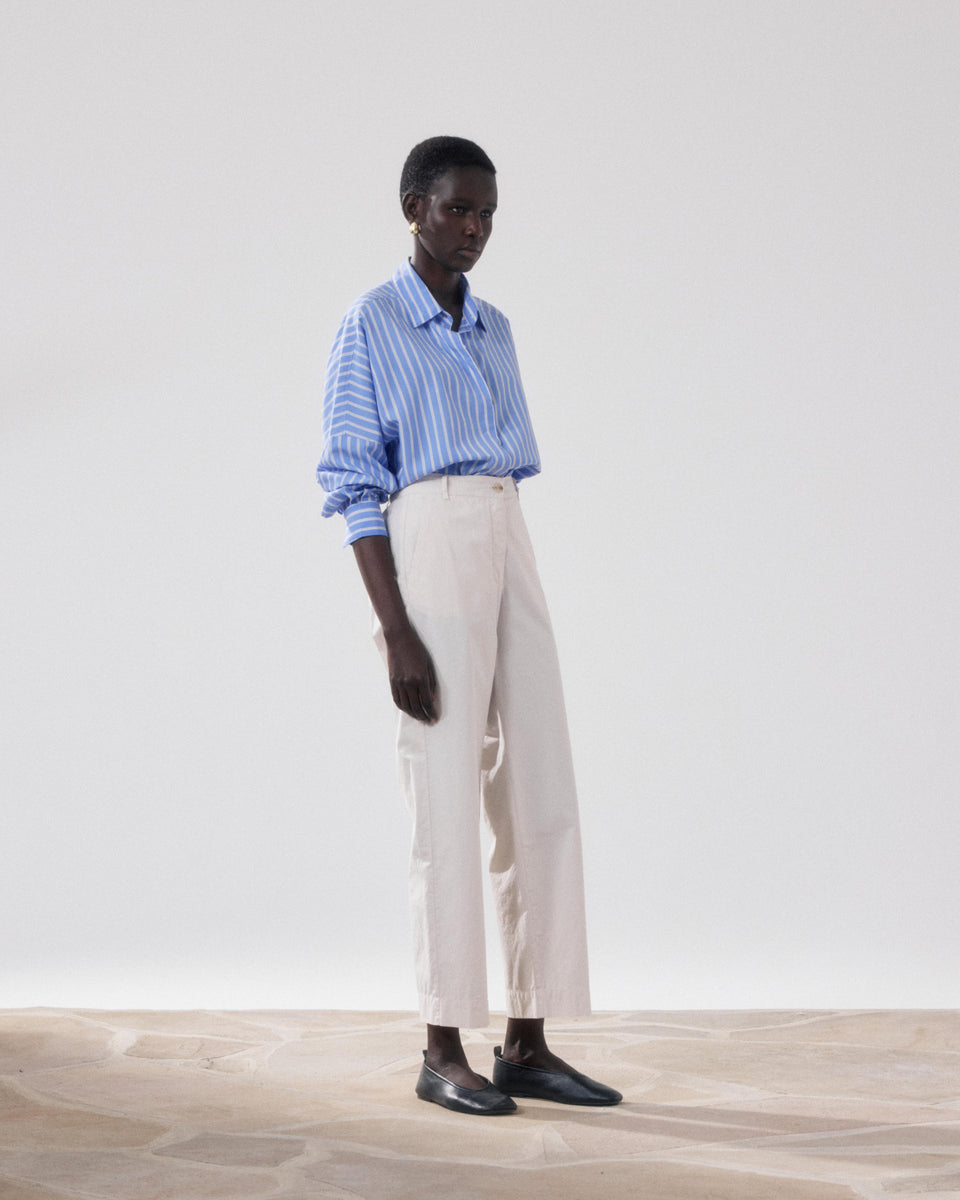 Pantalon Femme en Popeline Beige Perf - Image alternative