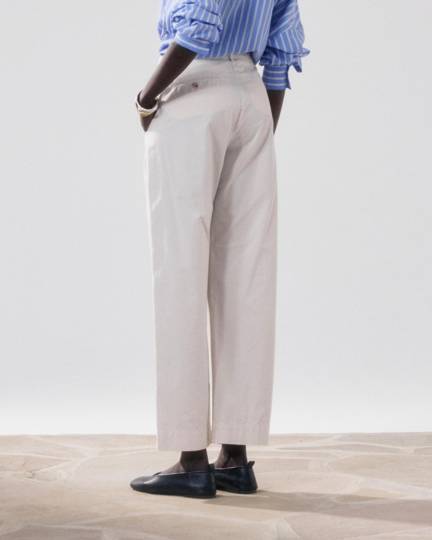 Pantalon Femme en Popeline Beige Perf