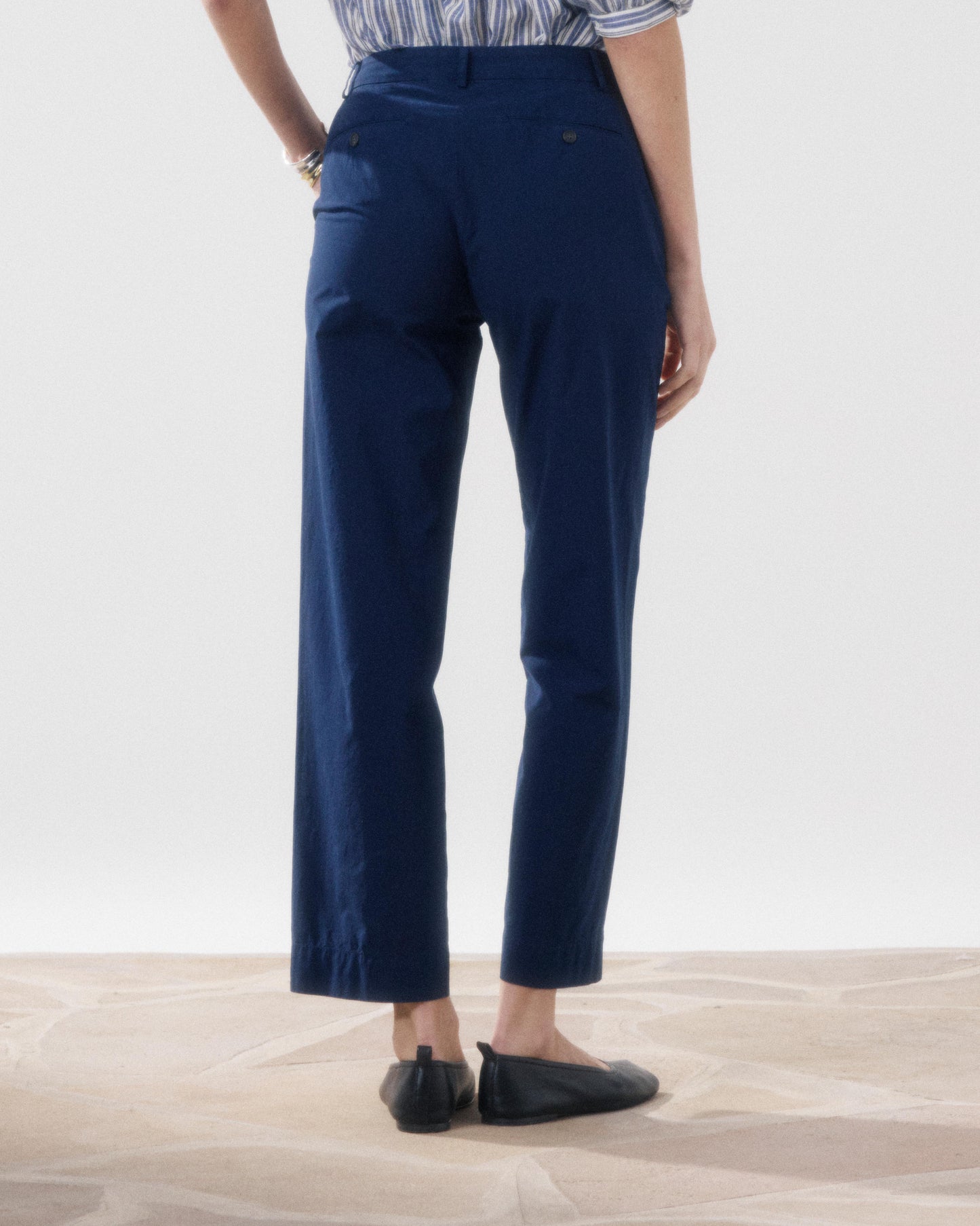 Pantalon Femme en Popeline Bleu Nuit Perf