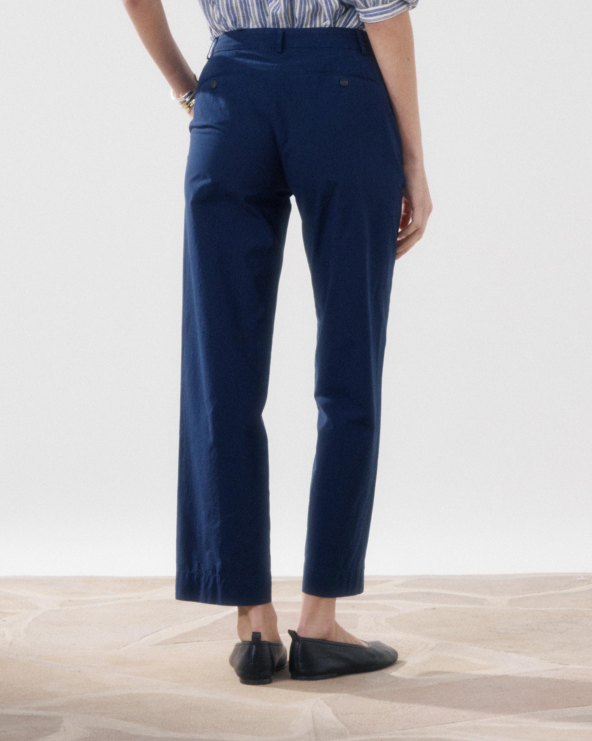 Pantalon Femme en Popeline Bleu Nuit Perf