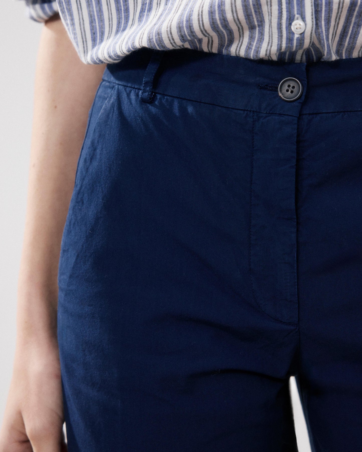 Pantalon Femme en Popeline Bleu Nuit Perf