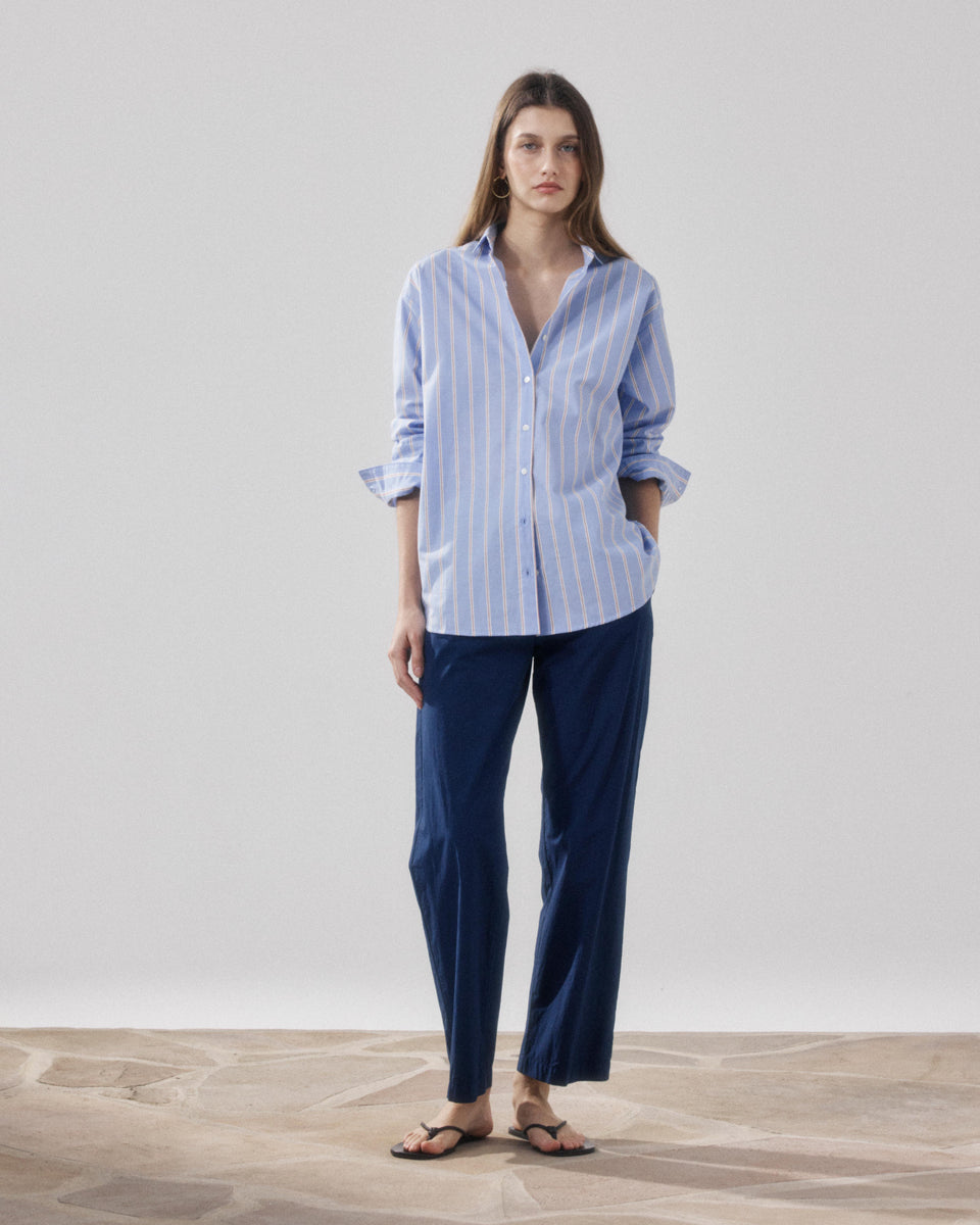 Pantalon Femme en Popeline Bleu Nuit Peyo - Image principale