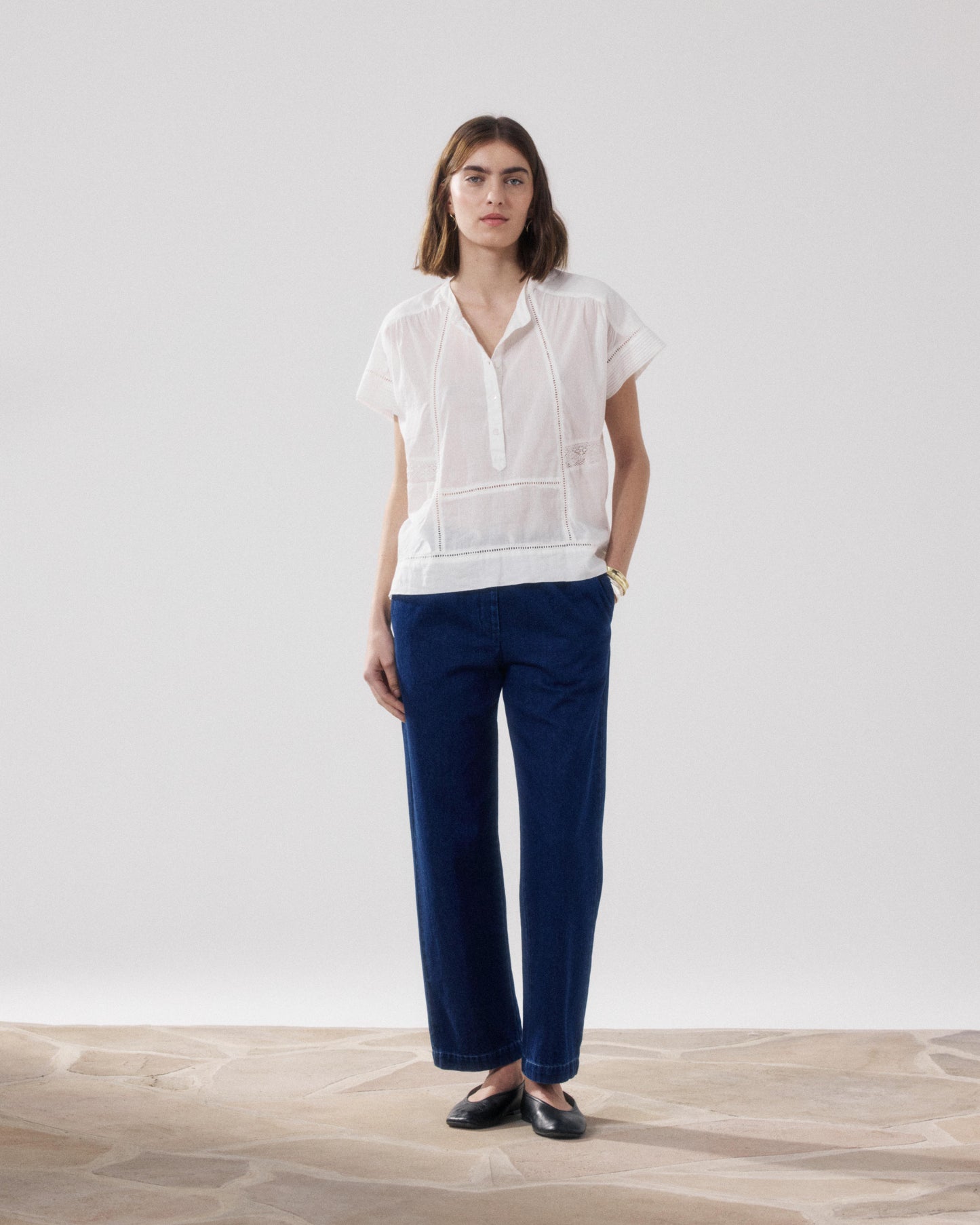 Pantalon Femme en Coton Bleu Peyo