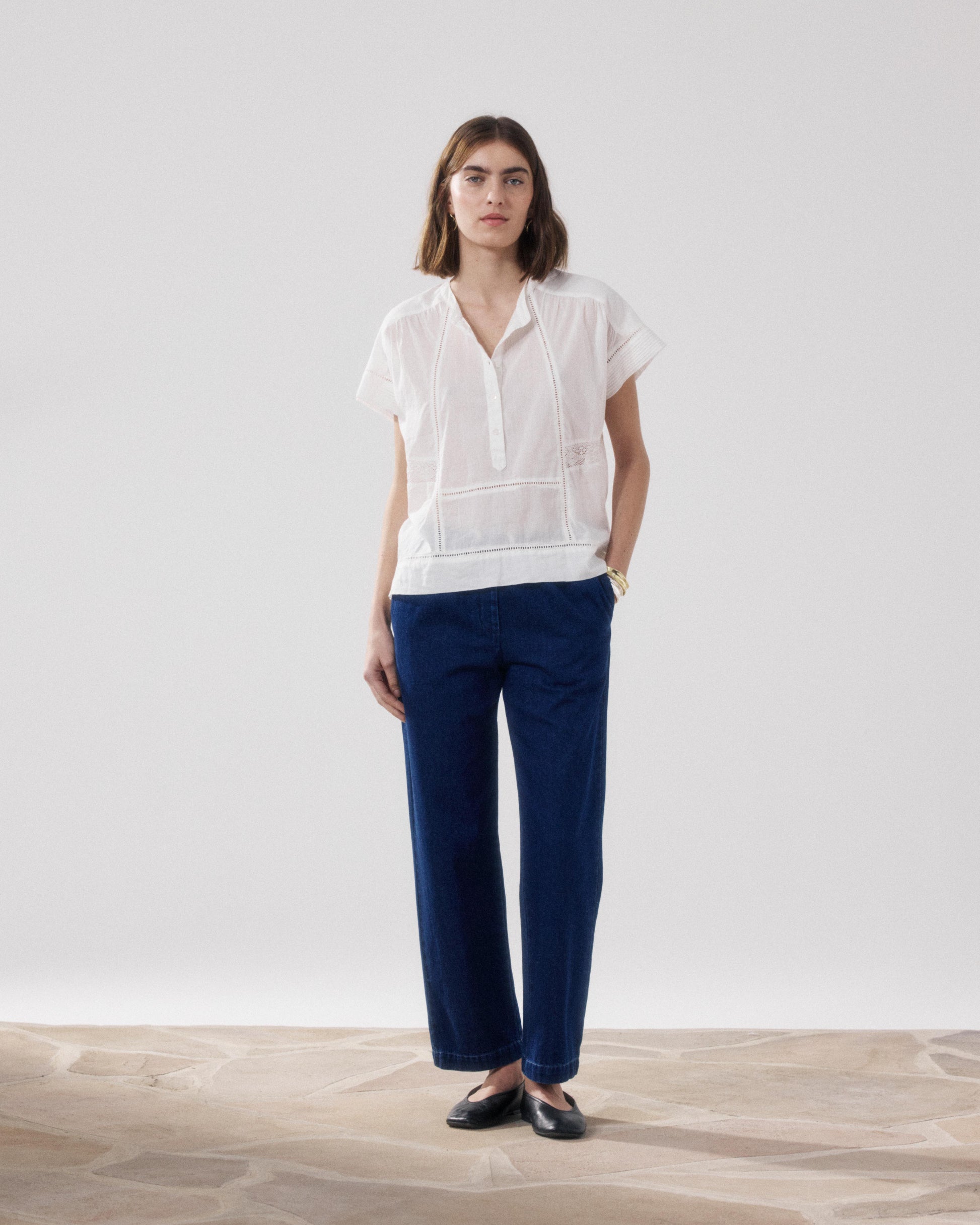 Pantalon Femme en Coton Bleu Peyo