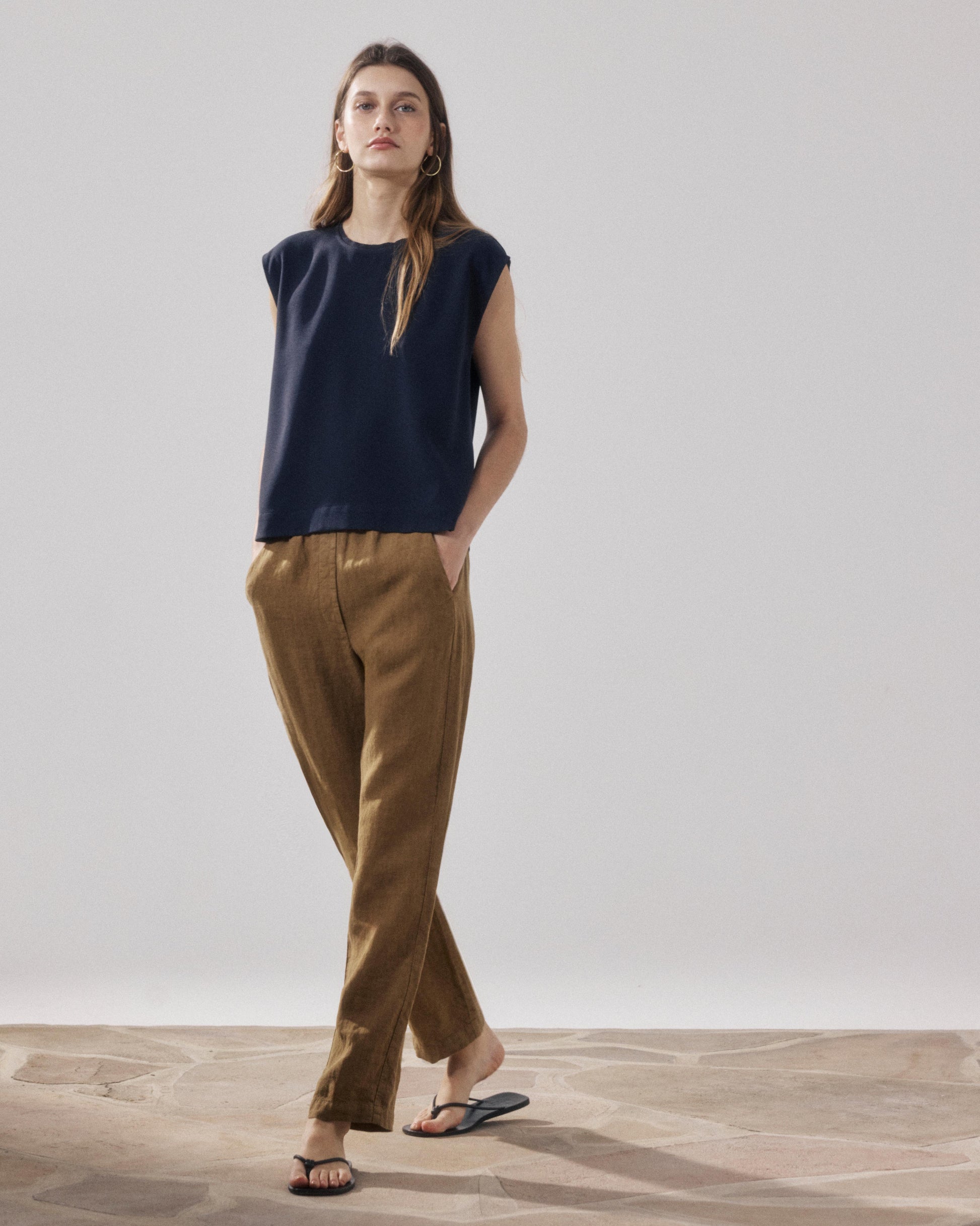 Pantalon Femme en Lin Bronze Pirol