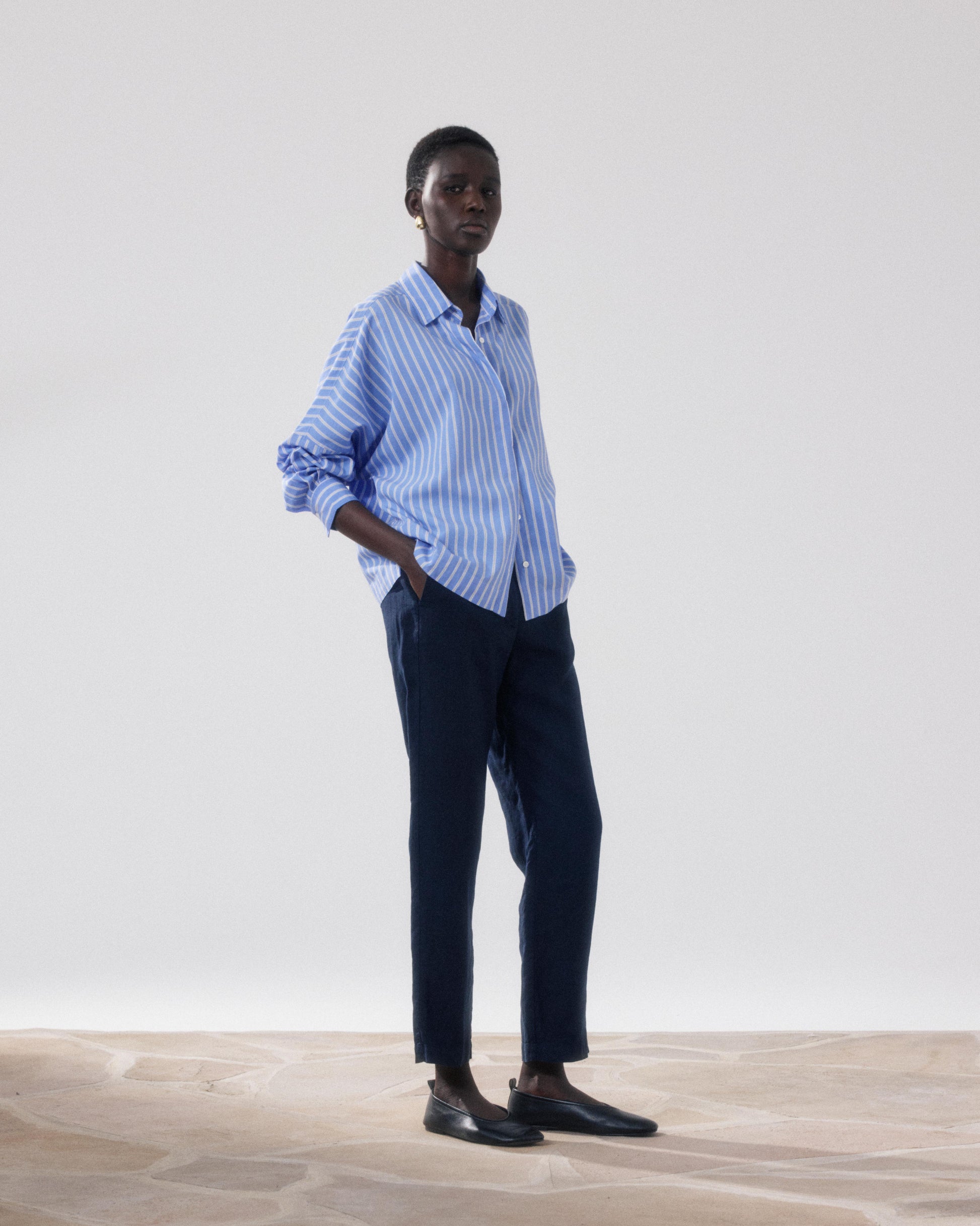 Pantalon Femme en Lin Bleu Nuit Pirol