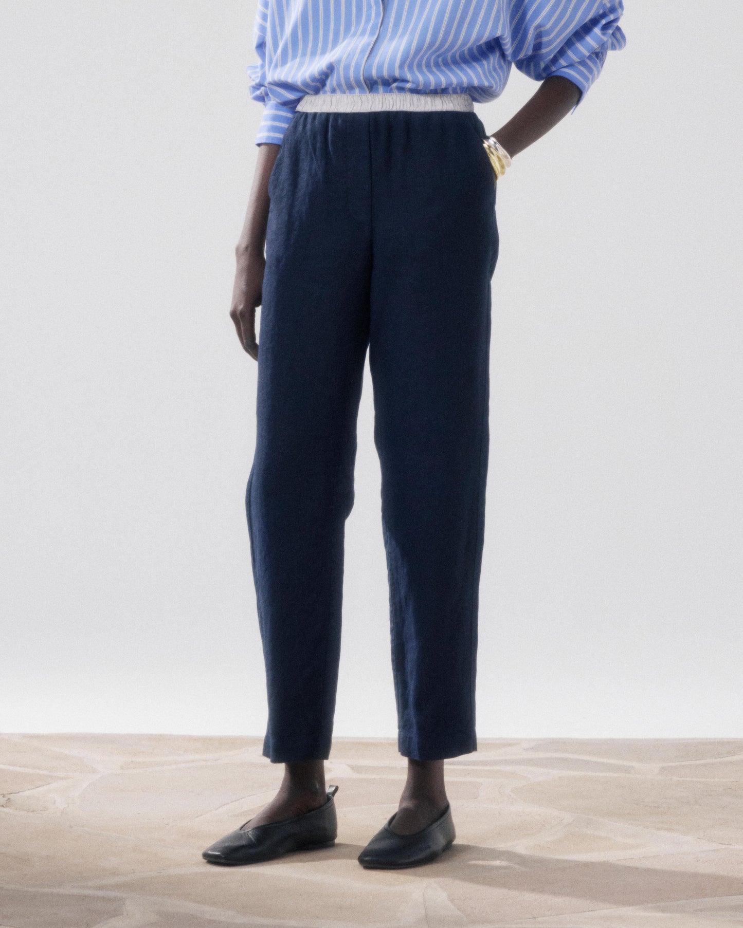 Pantalon Femme en Lin Bleu Nuit Pirol