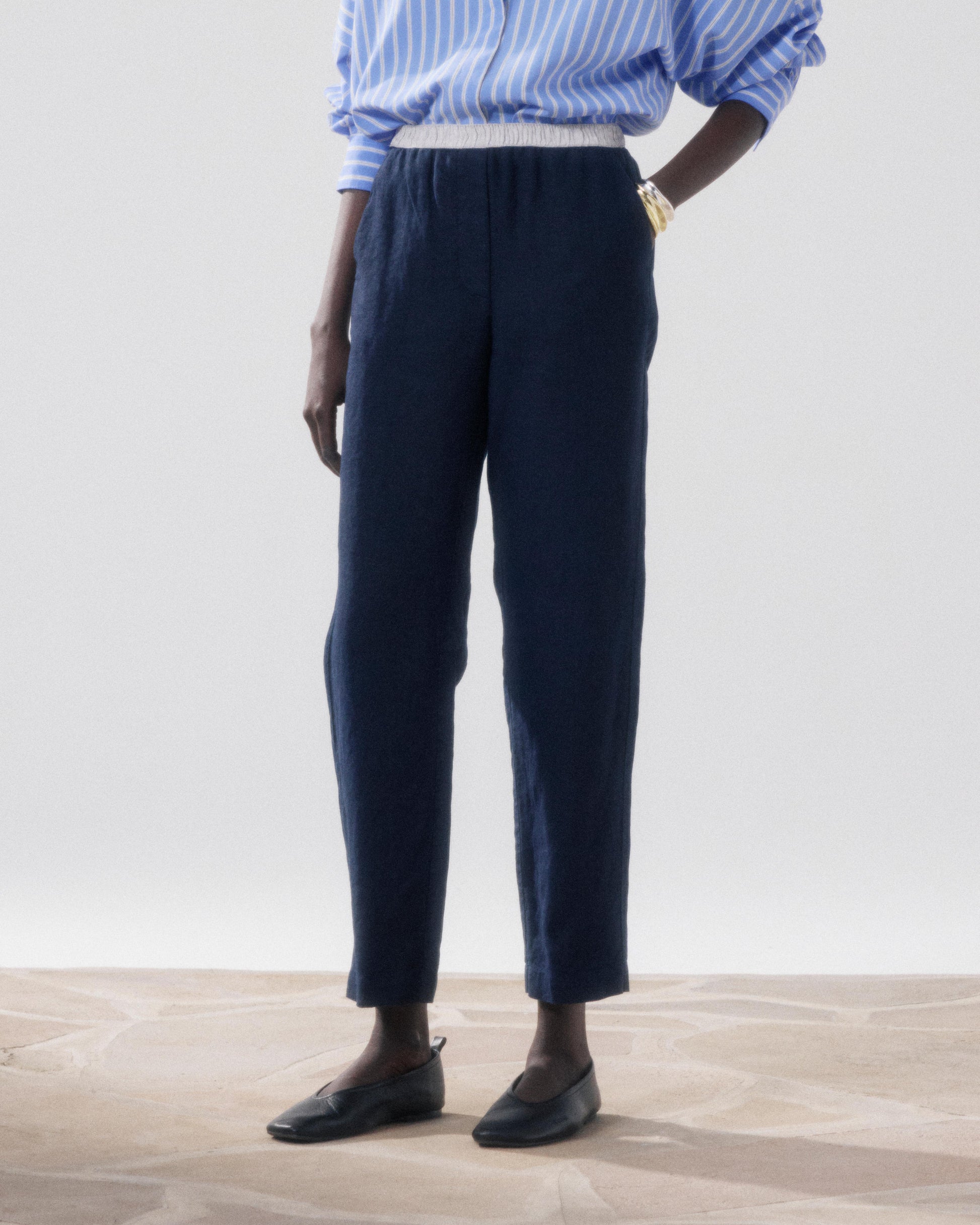 Pantalon Femme en Lin Bleu Nuit Pirol