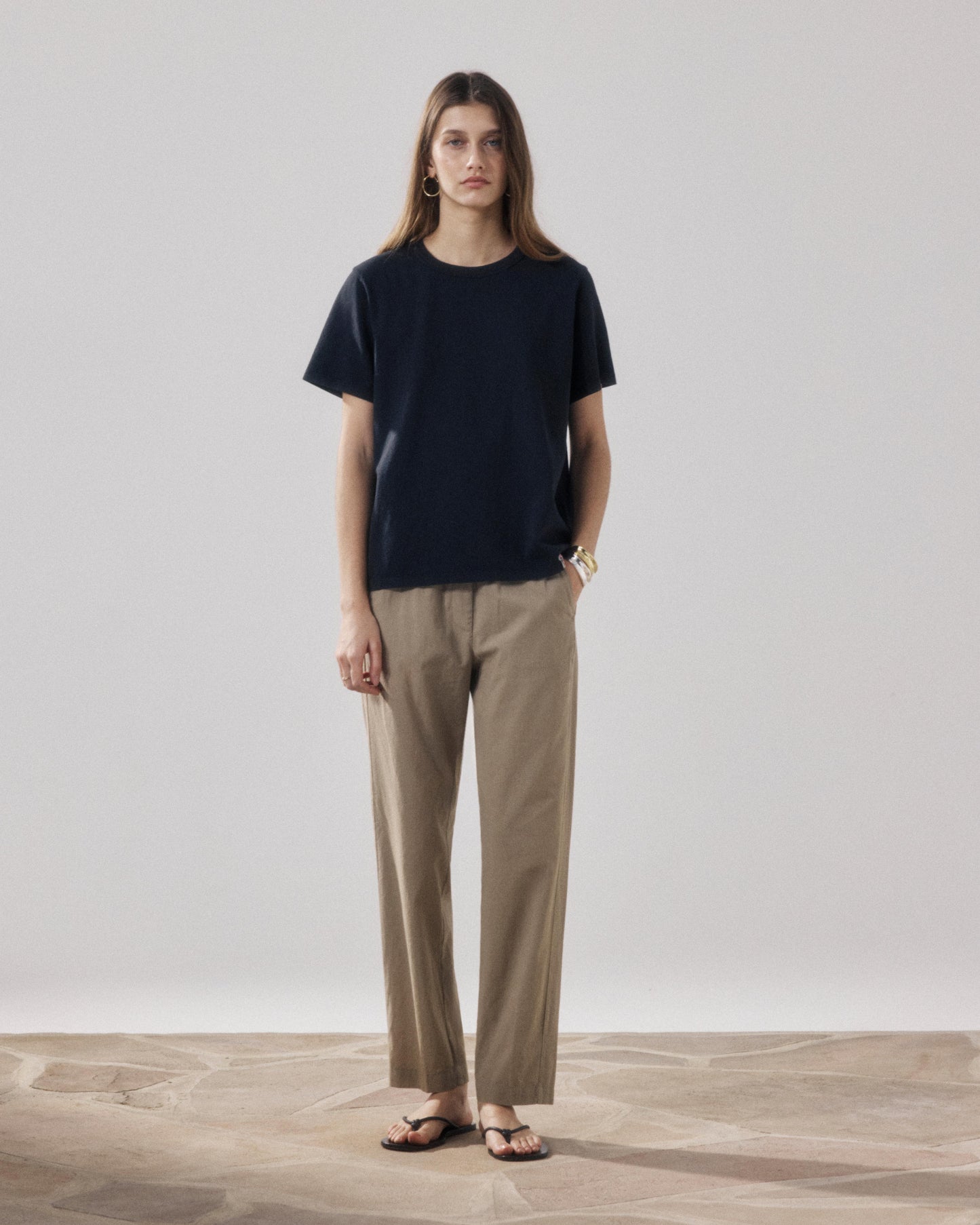 Pantalon Femme en Voile de Coton Khaki Pirol