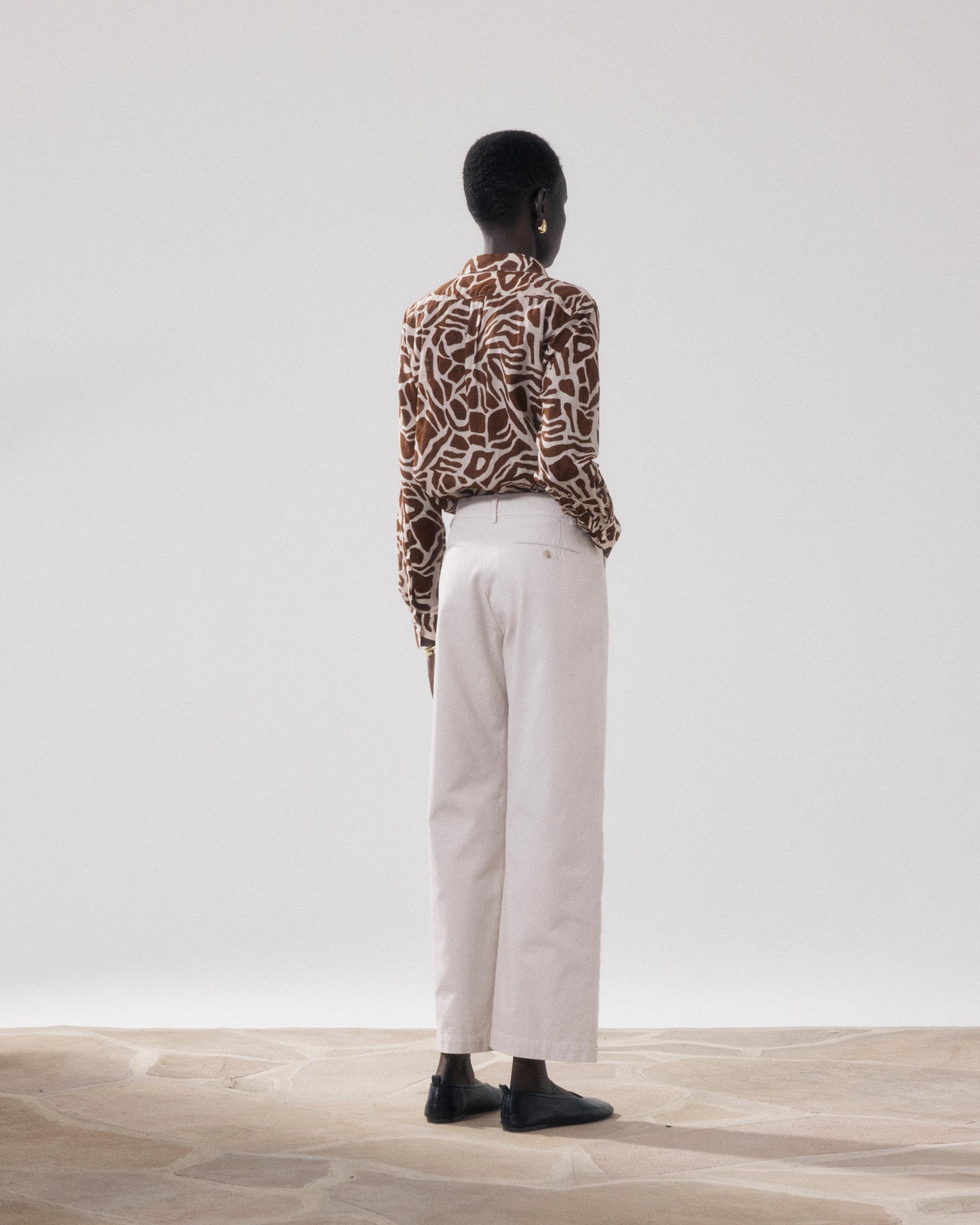 Pantalon Femme en Coton Beige Poli