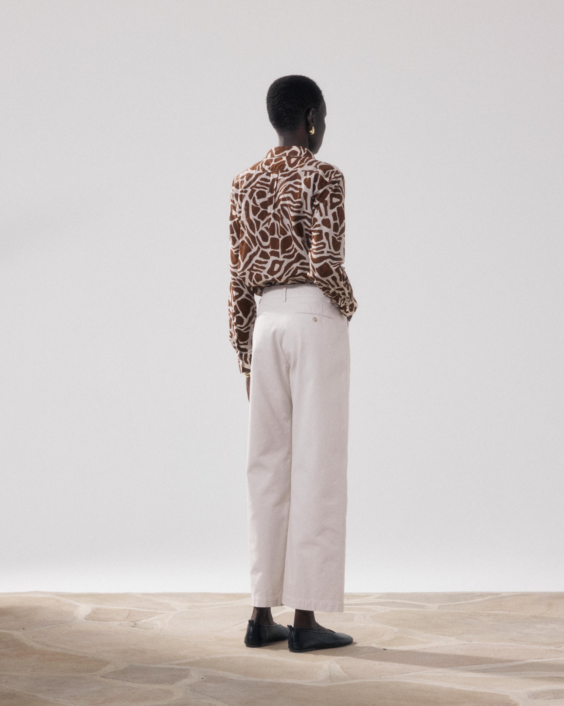Pantalon Femme en Coton Beige Poli