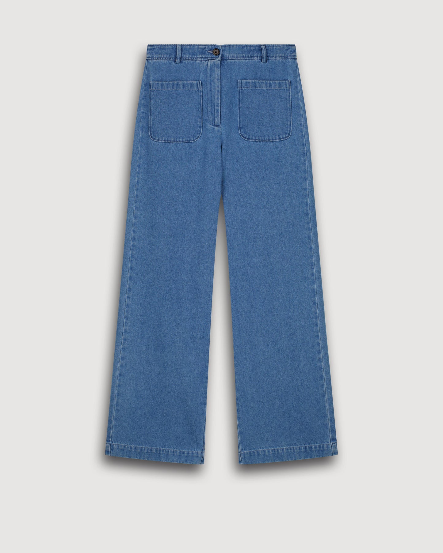 Pantalon Femme en Coton Bleu Clair Poli