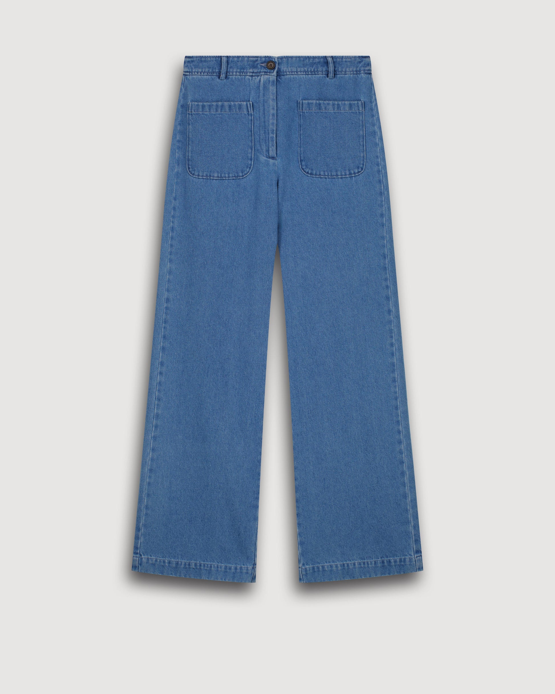 Pantalon Femme en Coton Bleu Clair Poli