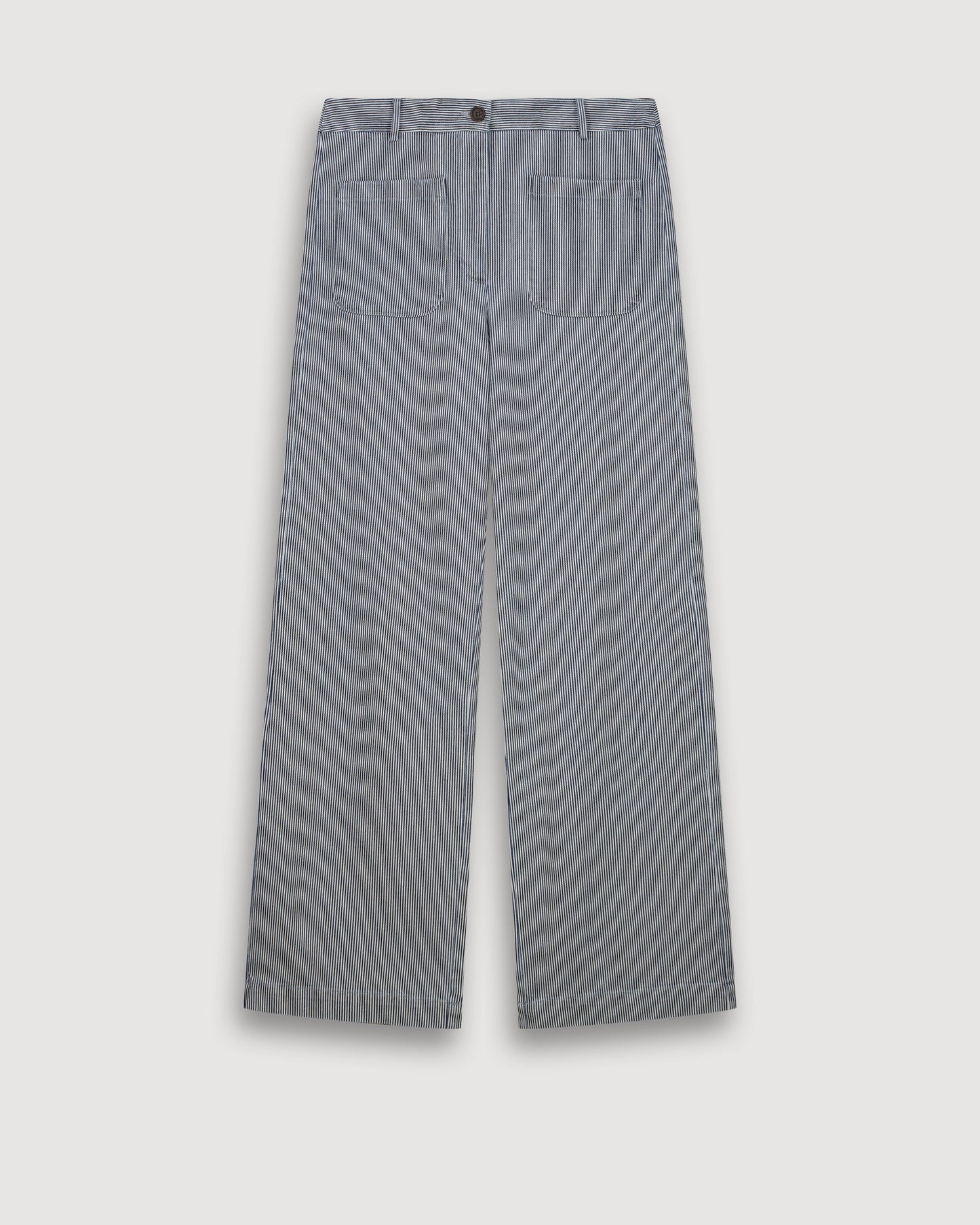 Pantalon Femme en Coton Blanc & Bleu Poli