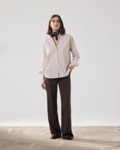 Pantalon Femme en Lyocell & Lin Marron Positanon