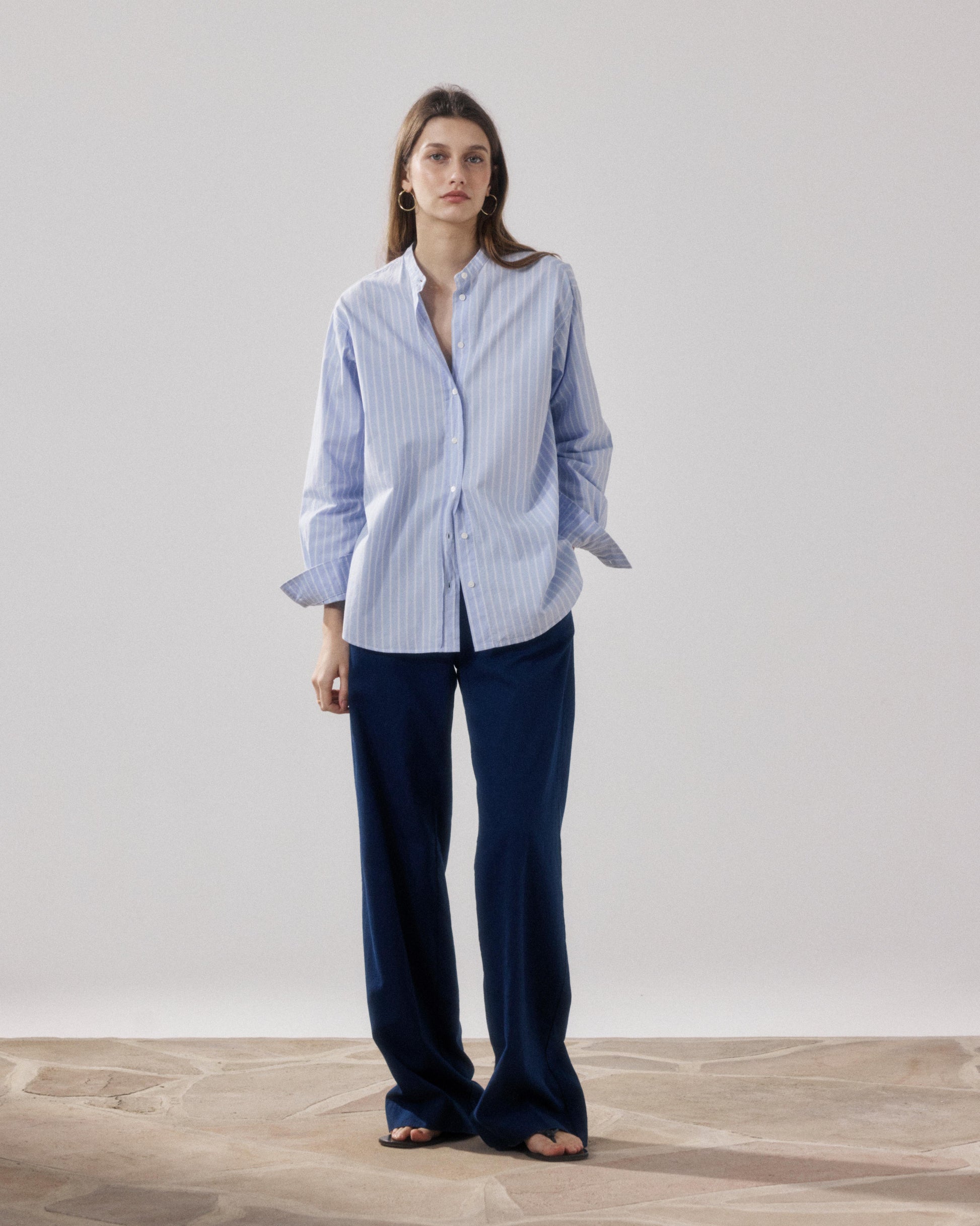 Pantalon Femme en Twill De Coton Bleu Nuit Pulam