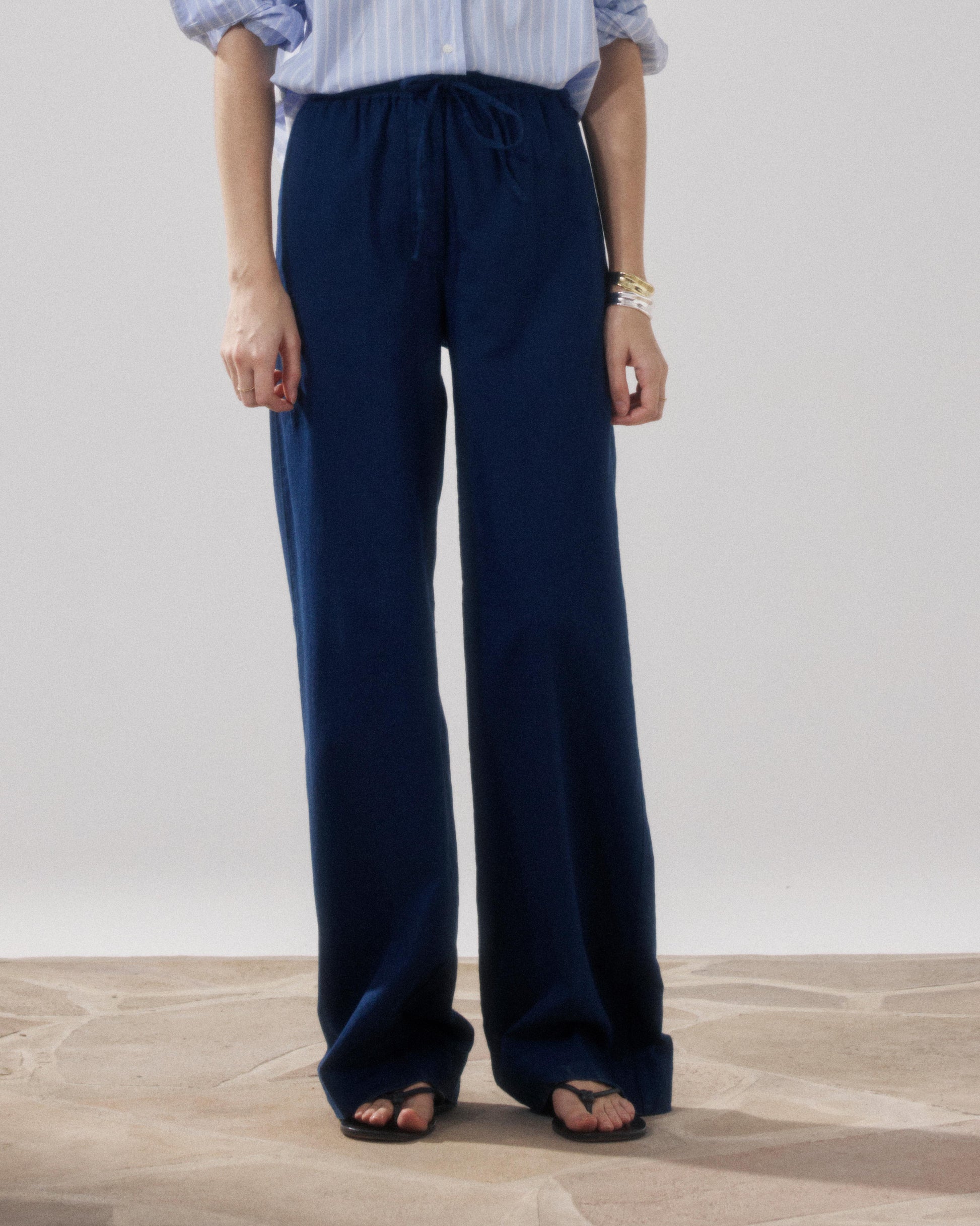 Pantalon Femme en Twill De Coton Bleu Nuit Pulam