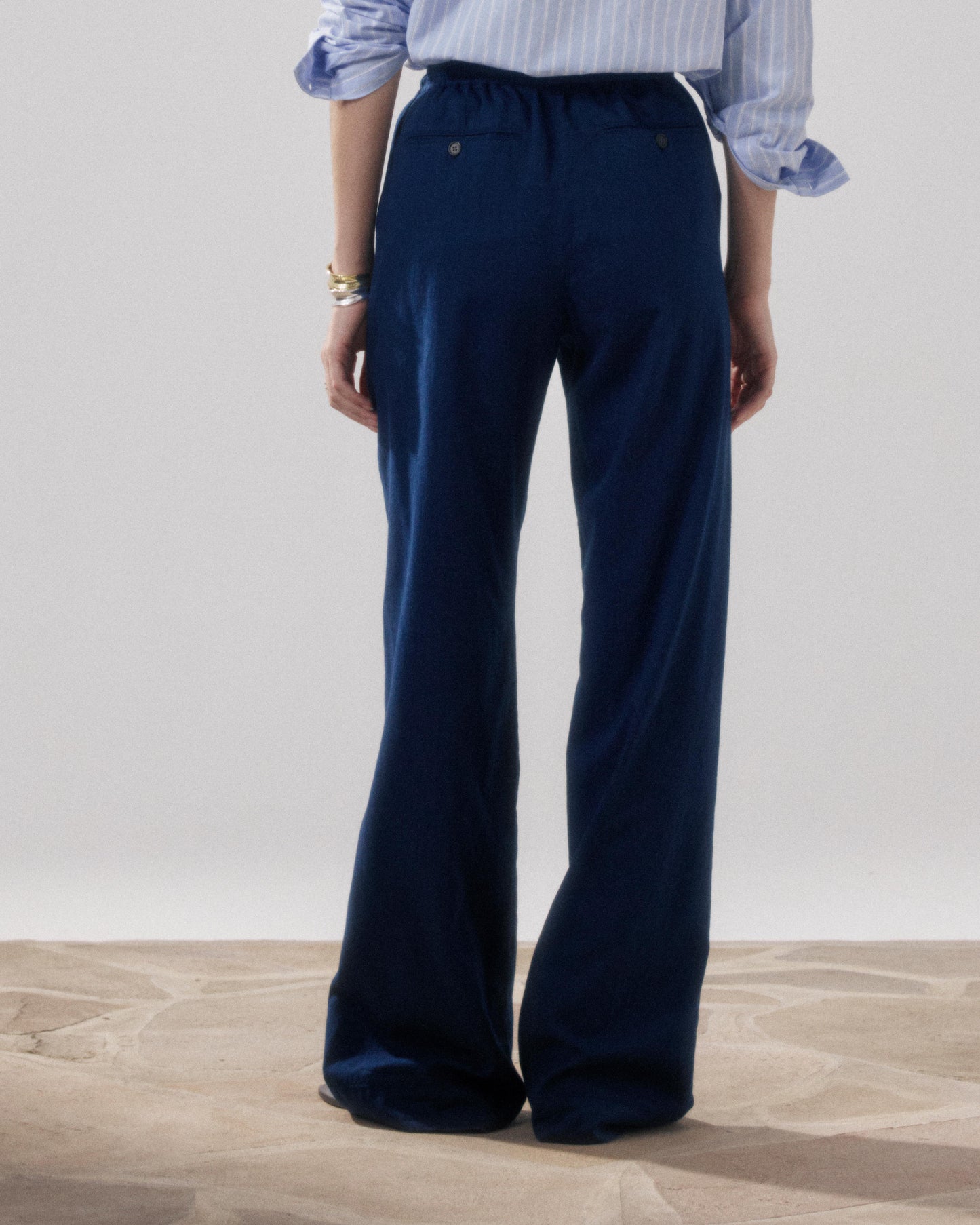 Pantalon Femme en Twill De Coton Bleu Nuit Pulam