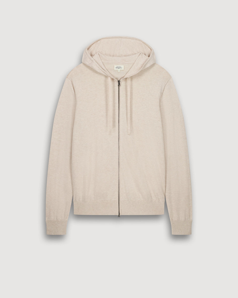 Pull Homme en coton Supima & Cachemire Beige Hoody - Image 3