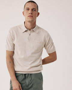 Polo Homme en maille Coton Supima & Cachemire Beige BFQ4314-08