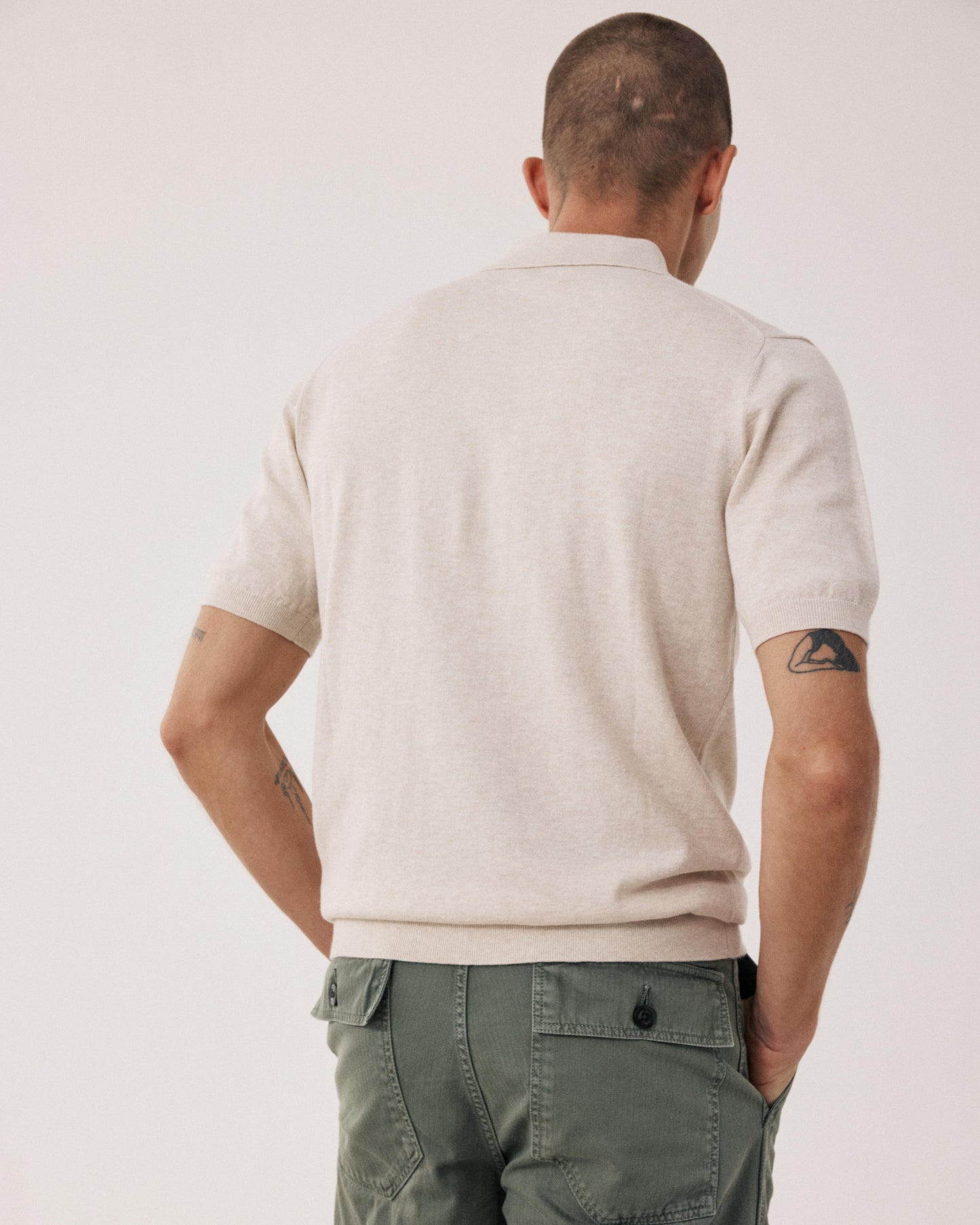 Polo Homme en maille Coton Supima & Cachemire Beige BFQ4314-08
